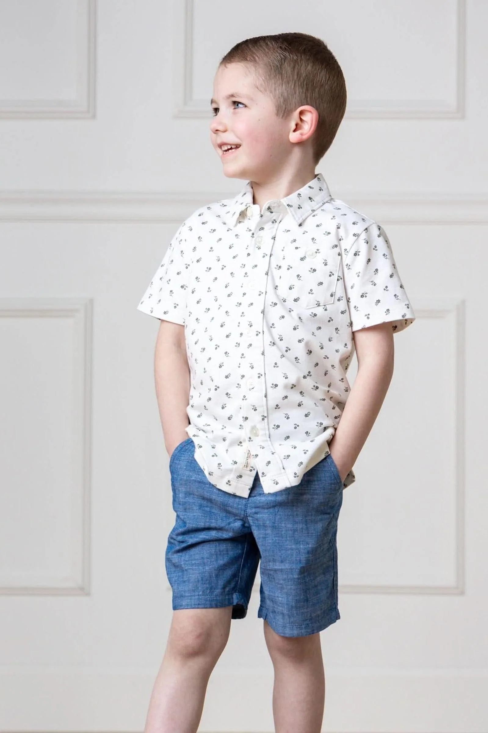 Hope & Henry Organic Cotton Shorts for Boys, Chambray, Toddler & Kids