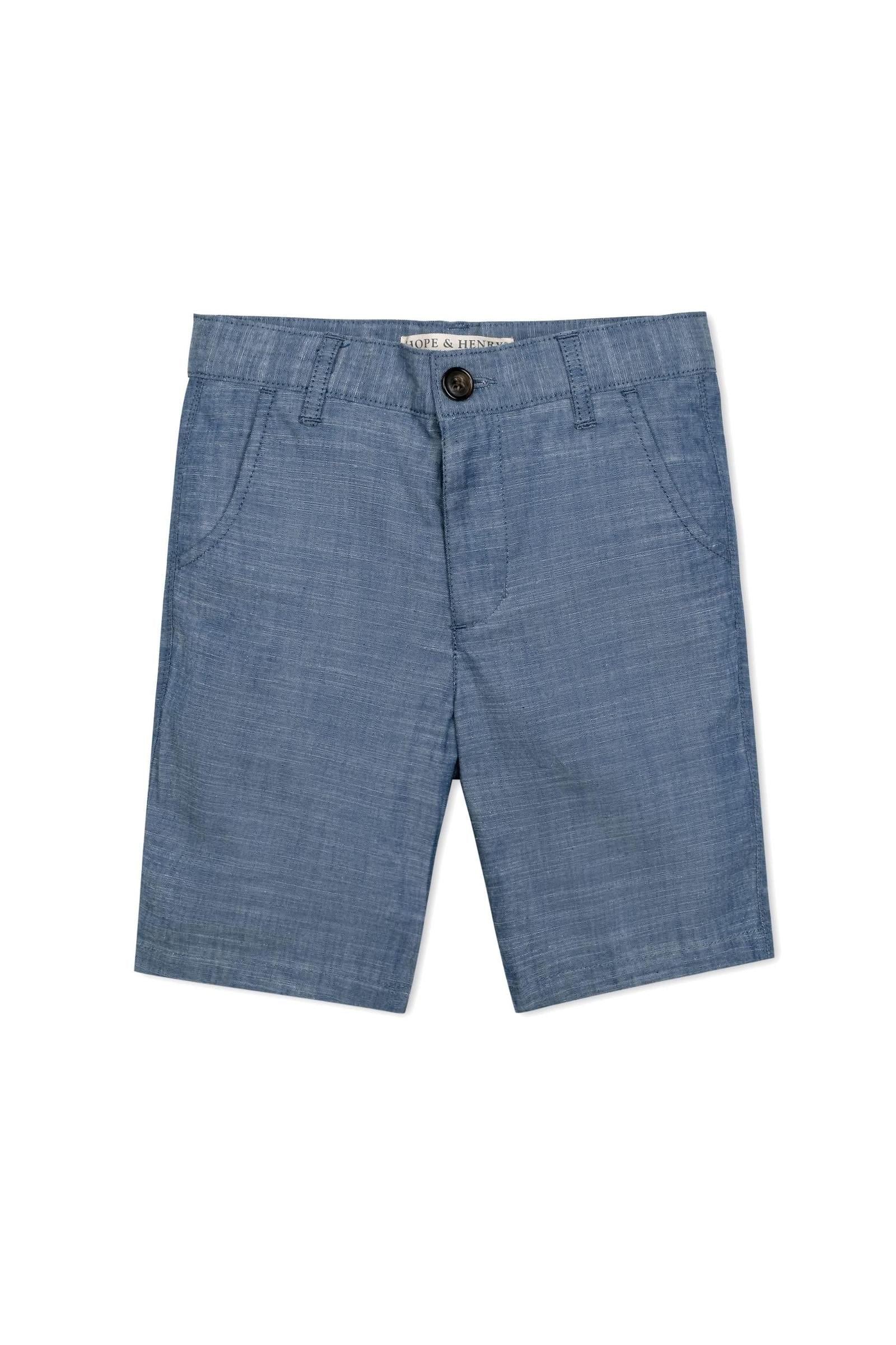 Hope & Henry Organic Cotton Shorts for Boys, Chambray, Toddler & Kids - Image 2