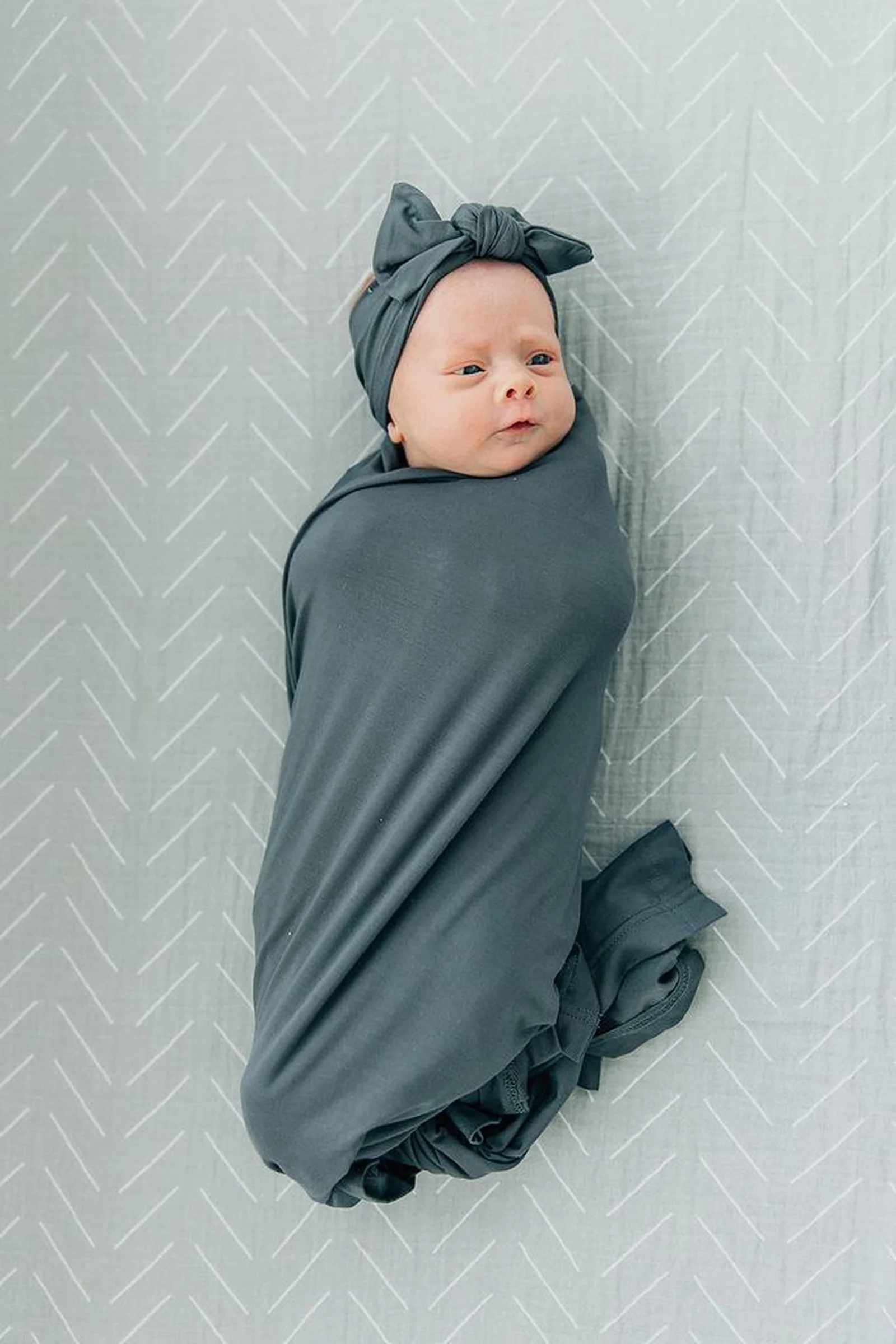 Mebie Baby Baby Girl Charcoal Head Wrap, Bamboo, Baby - Image 4