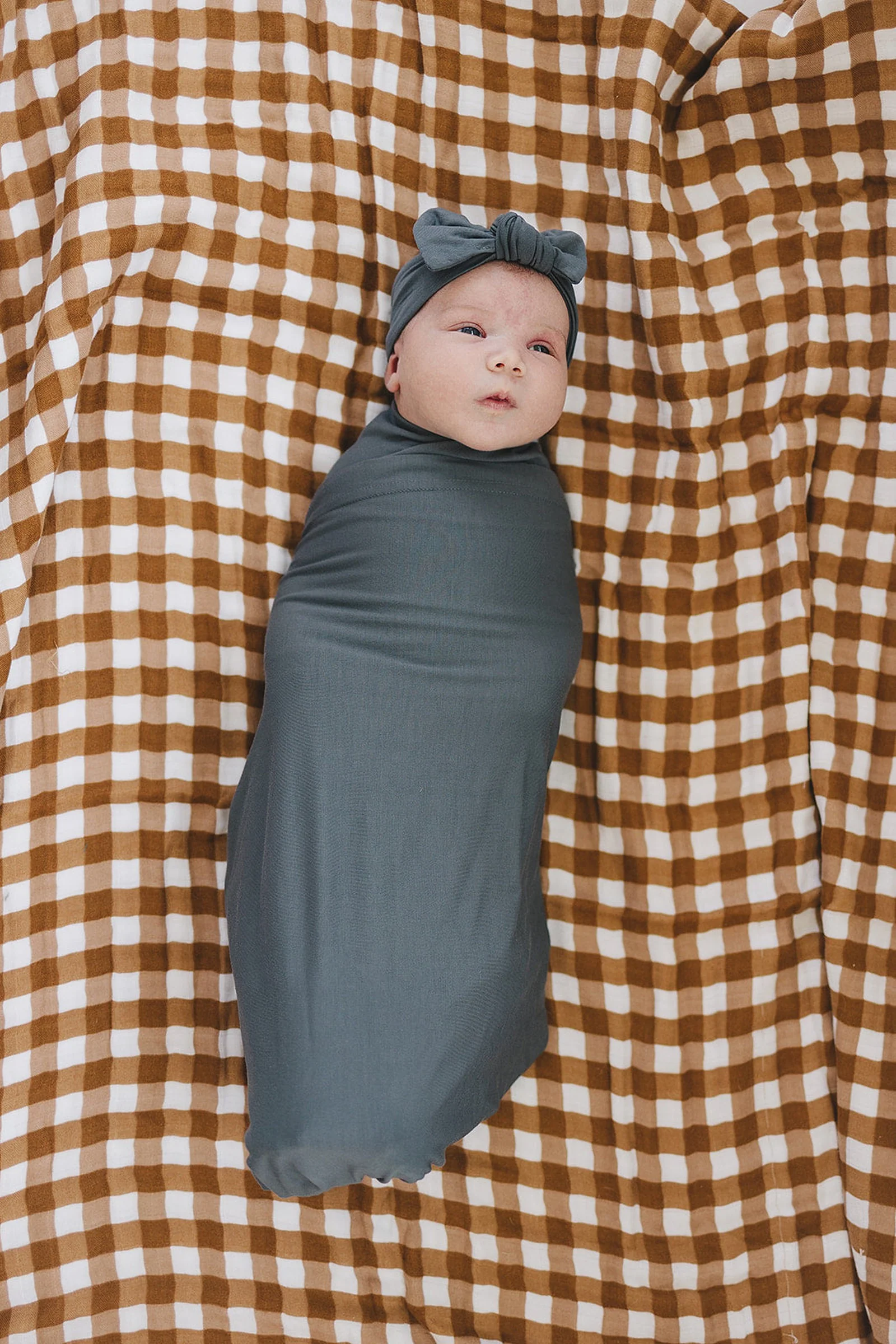 Mebie Baby Charcoal Stretch Swaddle Blanket, Bamboo, Baby Essentials - Image 4