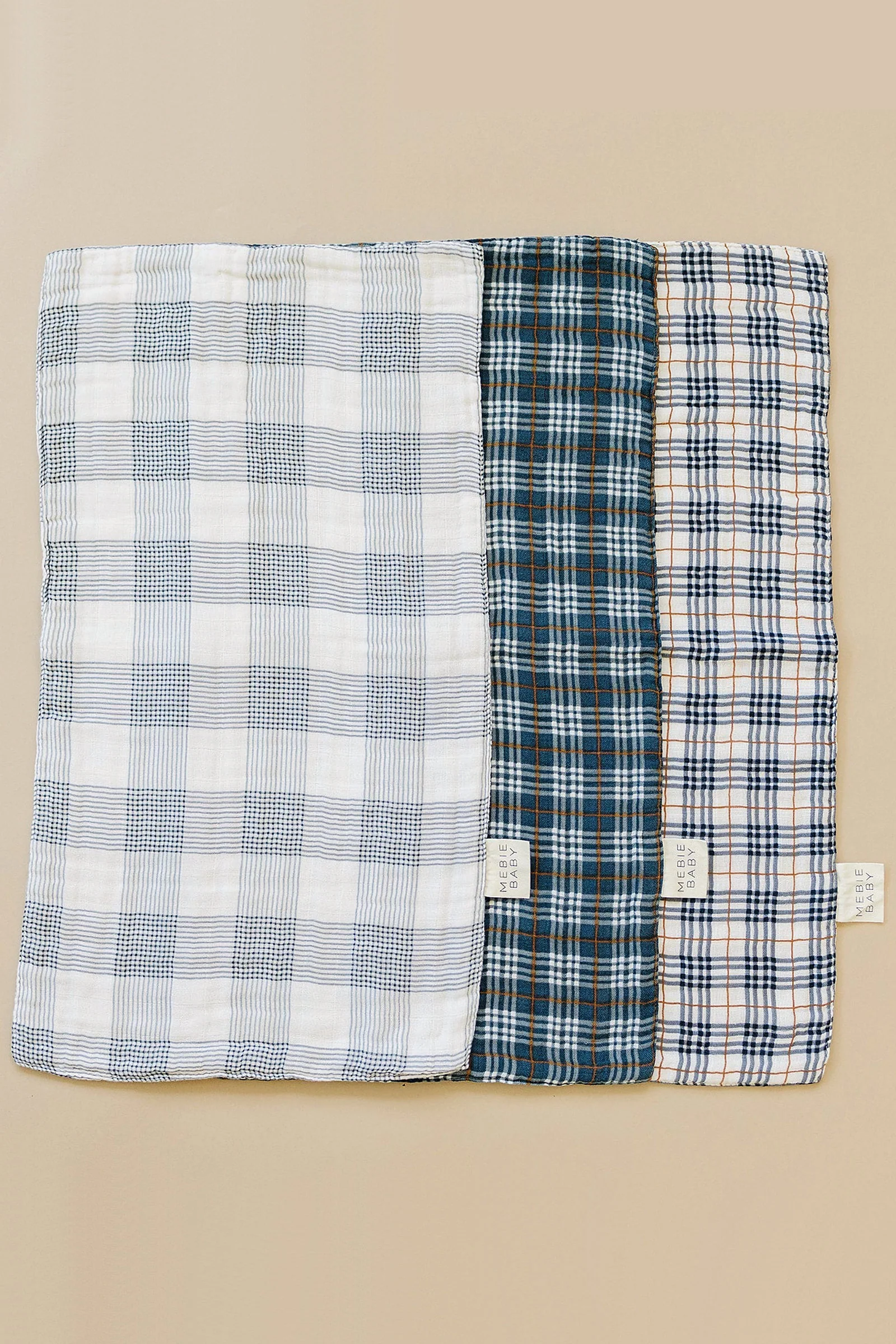 Mebie Baby Coastal Plaid Muslin Burp Cloth, 100% Cotton, Baby Essentials - Image 4