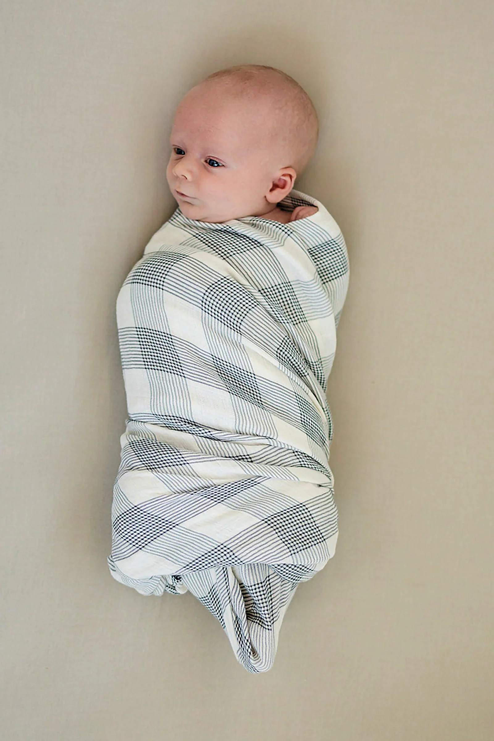 Mebie Baby Coastal Plaid Muslin Swaddle Blanket, 100% Cotton, Baby Essentials - Image 3