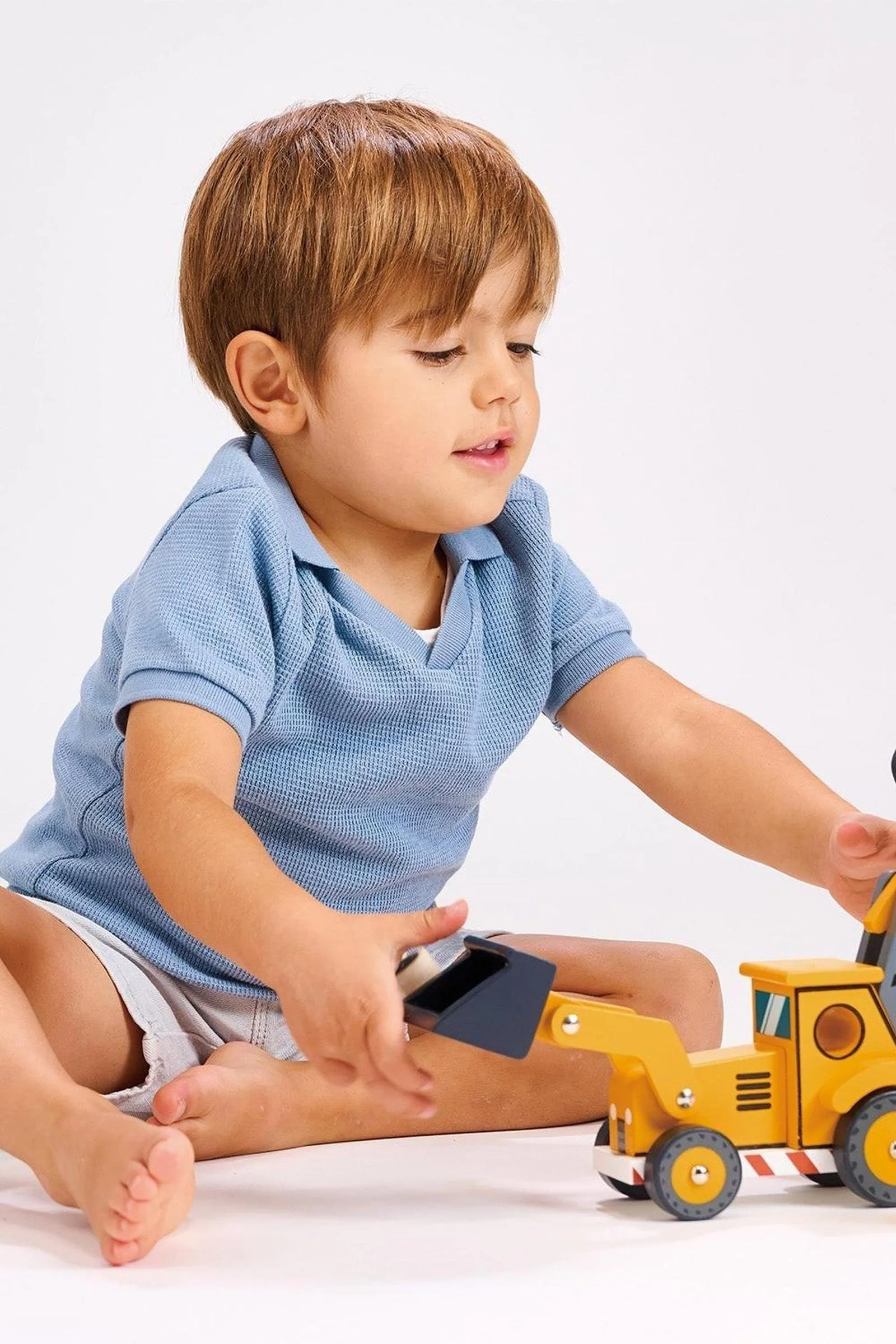 Mentari Wooden Toys, Construction Vehicles Bundle, Backhoe, Crane, Dump Truck, Excavator and Loader - Image 5