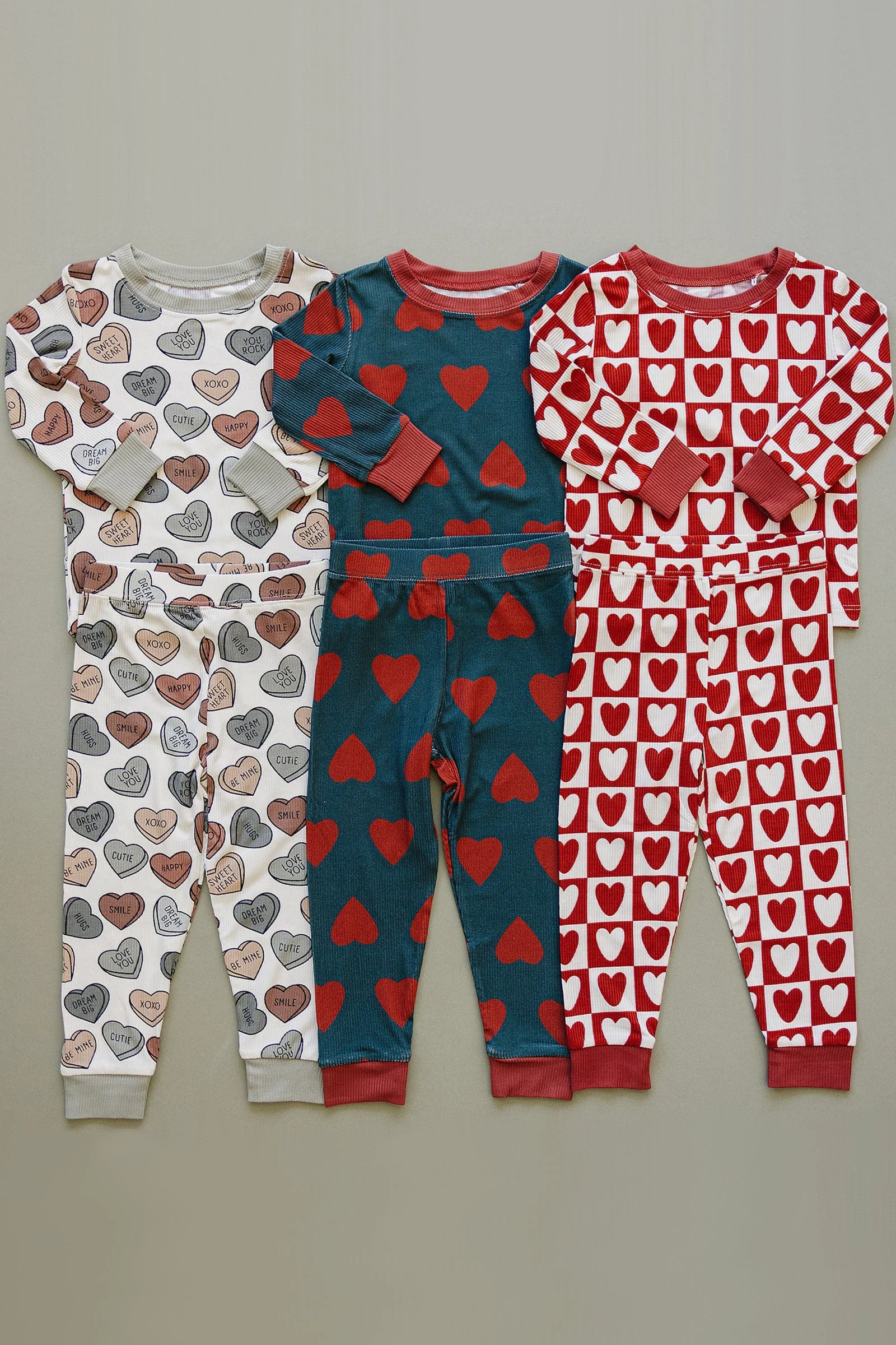 Mebie Baby Conversation Hearts Ribbed Cozy Pajama Set, Bamboo, Baby Essentials - Image 5
