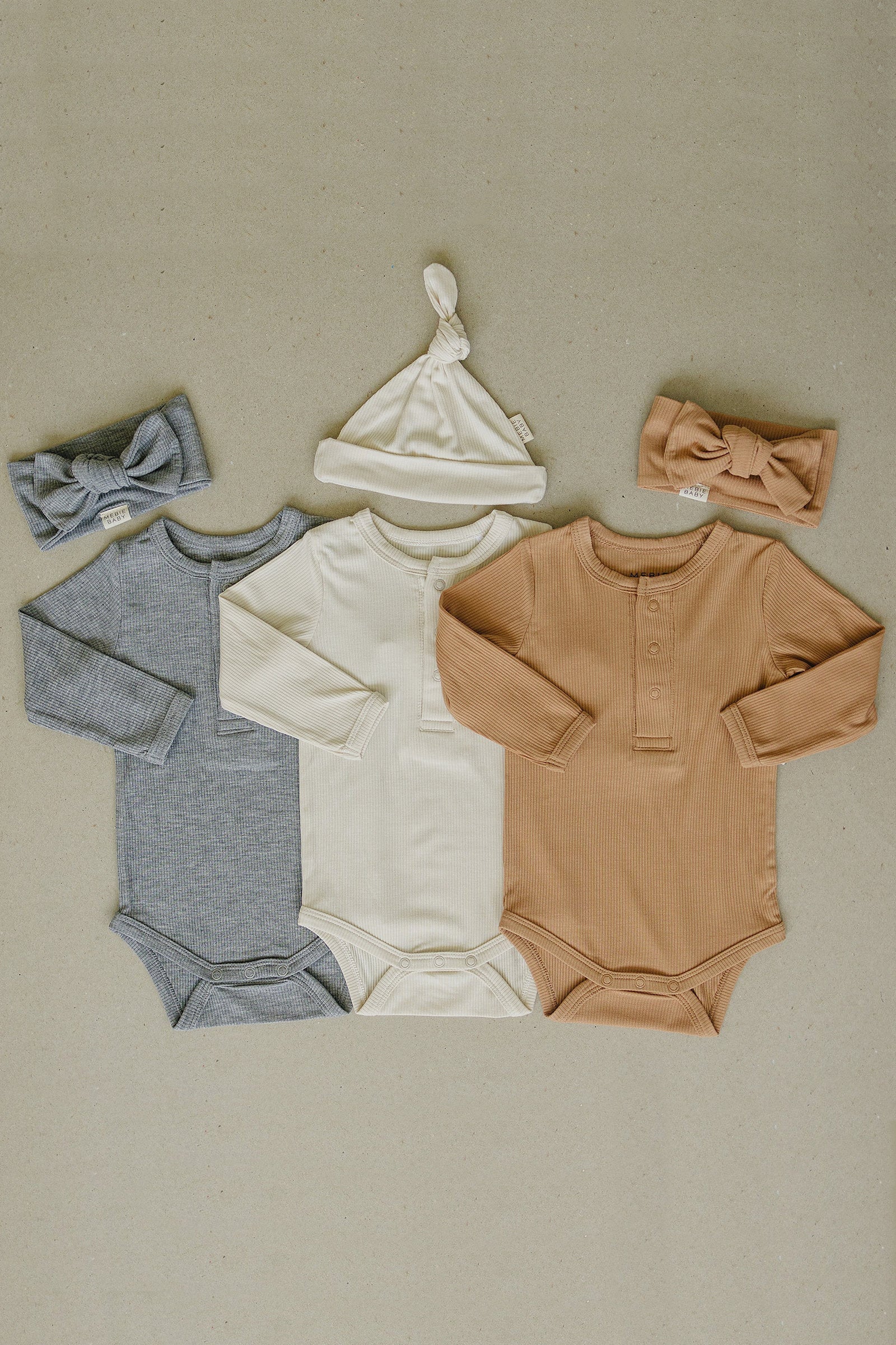 Mebie Baby Cream Snap Long Sleeve Ribbed Bodysuit, Bamboo, Baby Essentials - Image 4