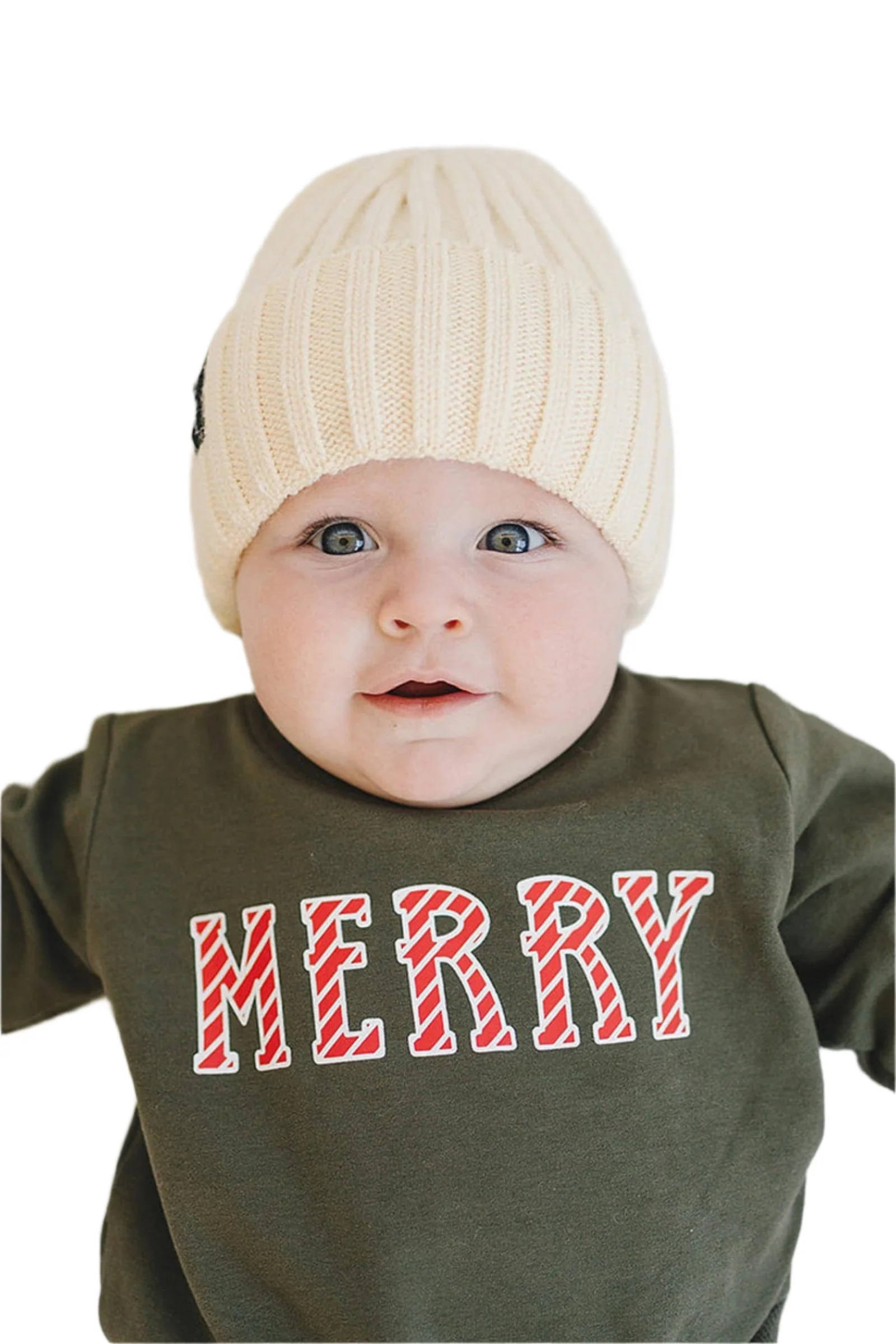 Mebie Baby Cream Chunky Knit Beanie, 100% Angora Wool, Newbon, Baby
