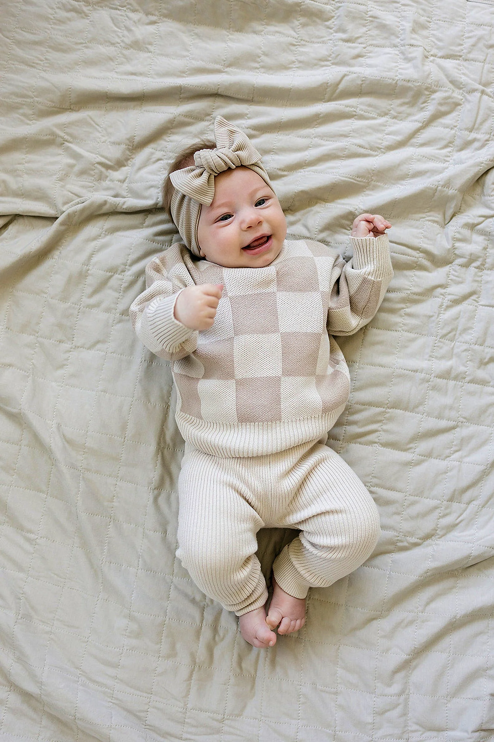 Mebie Baby Cream Knit Leggings, Organic Cotton, Gender Neutral, Baby, Toddler & Kids - Image 3