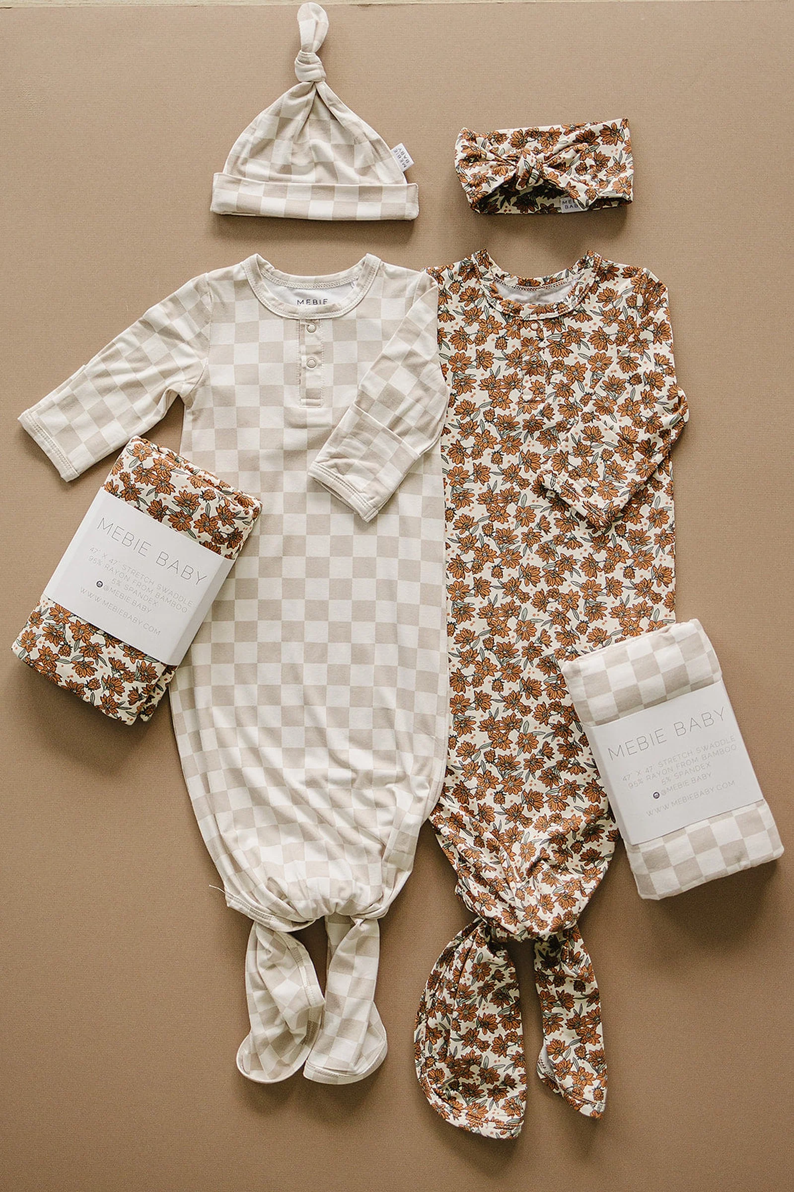 Mebie Baby Cream Magnolia Baby Knot Gown, Bamboo, Baby Essentials - Image 3