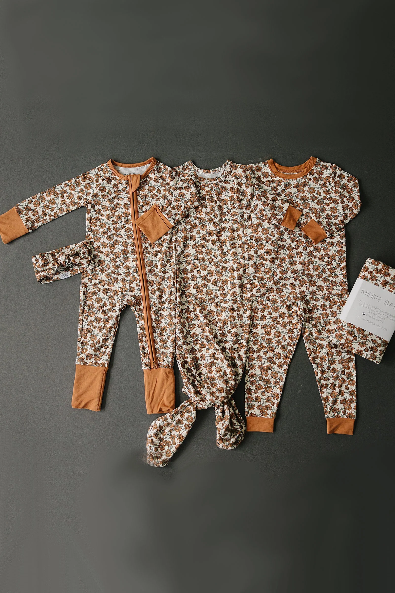 Mebie Baby Cream Magnolia Zipper Pajama, Bamboo, Baby Essentials - Image 4