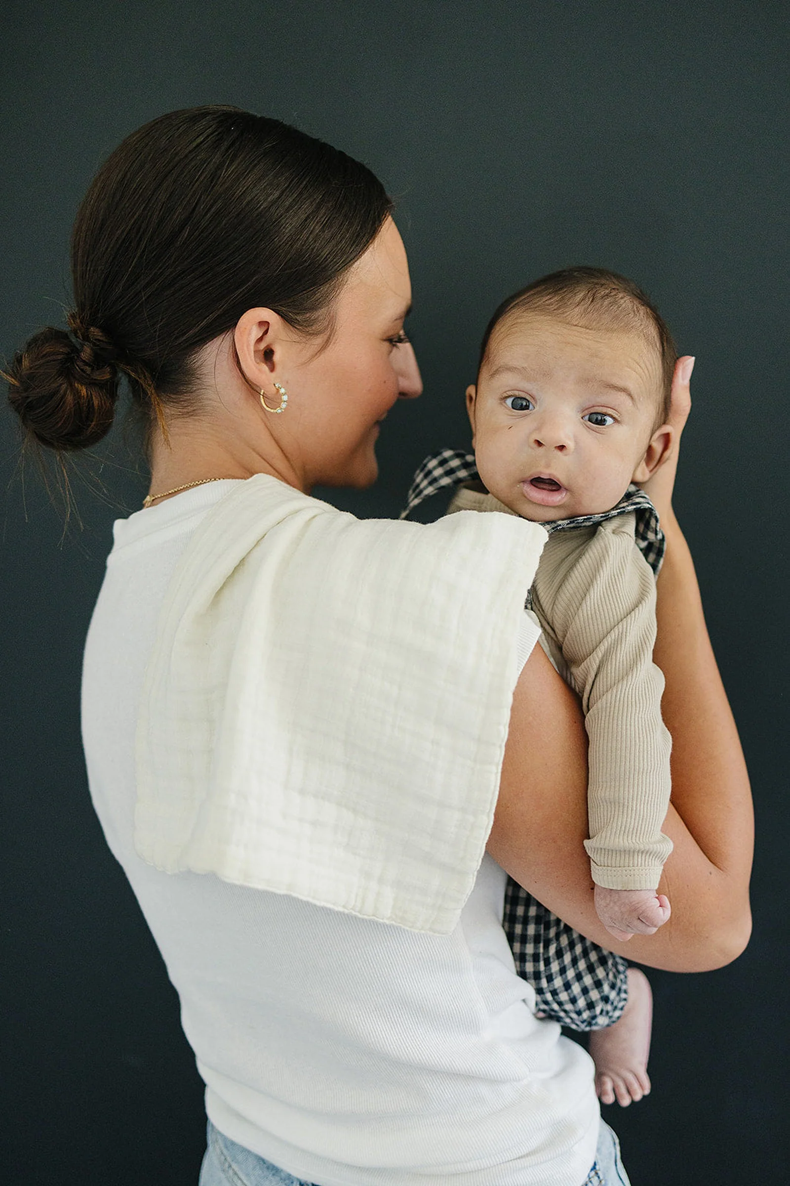 Mebie Baby Cream Muslin Burp Cloth, 100% Cotton, Baby Essentials