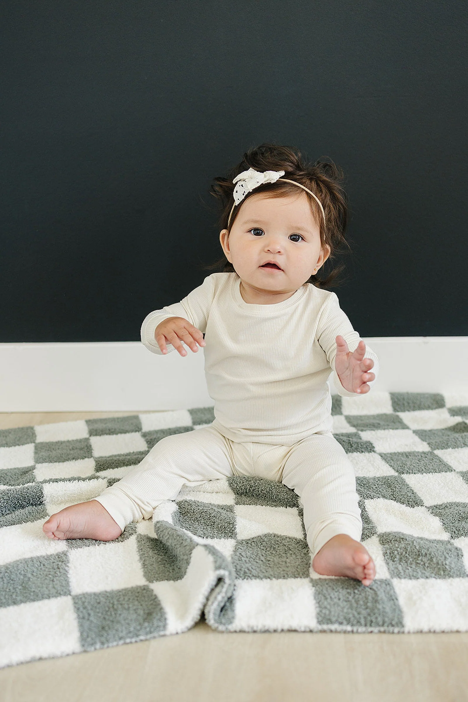 Mebie Baby Cream Ribbed Cozy Pajama Set, Bamboo, Baby Essentials - Image 4
