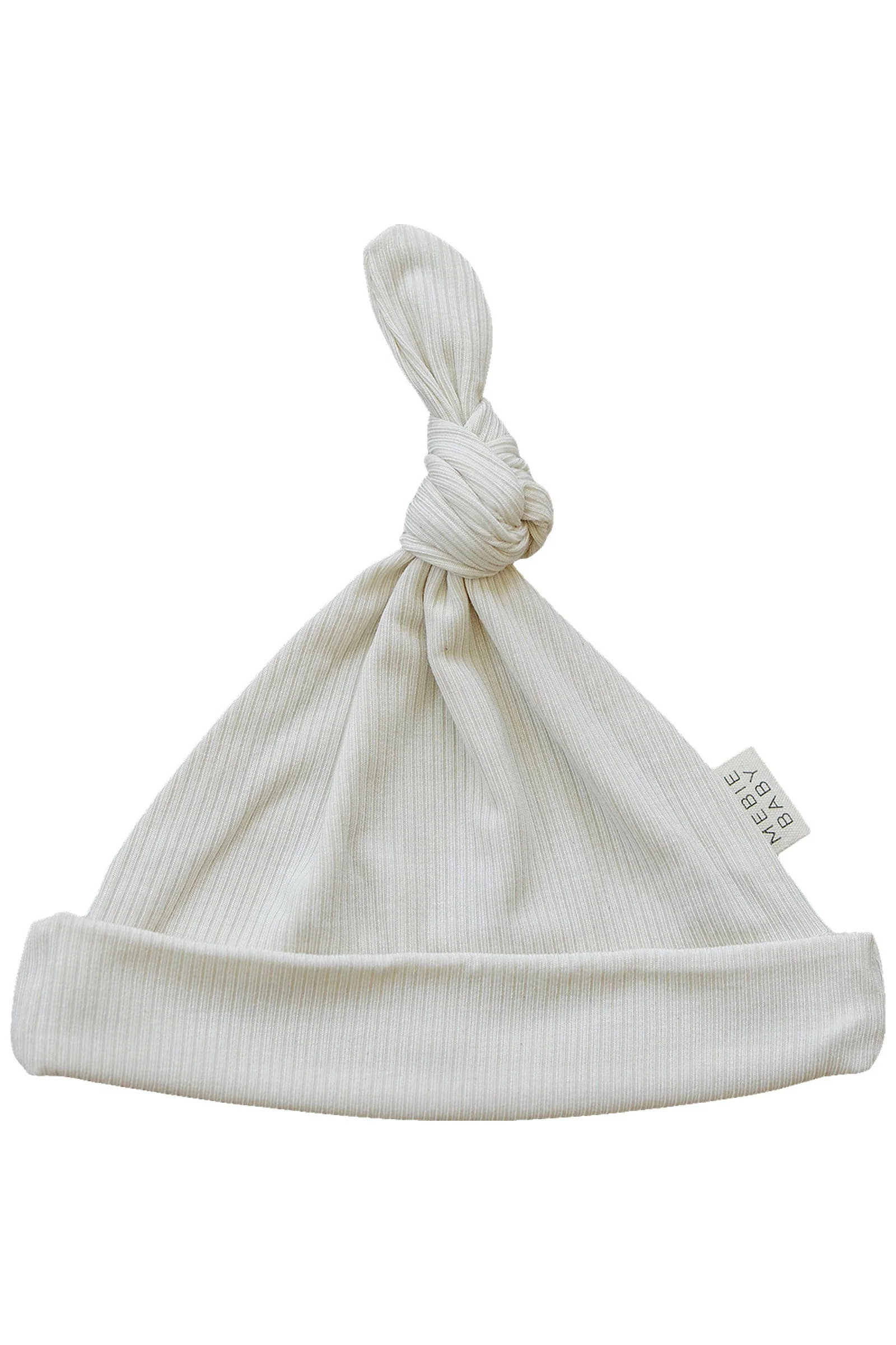 Mebie Baby Cream Ribbed Knot Hat, Bamboo, Newborn, Baby Essentials - Image 2