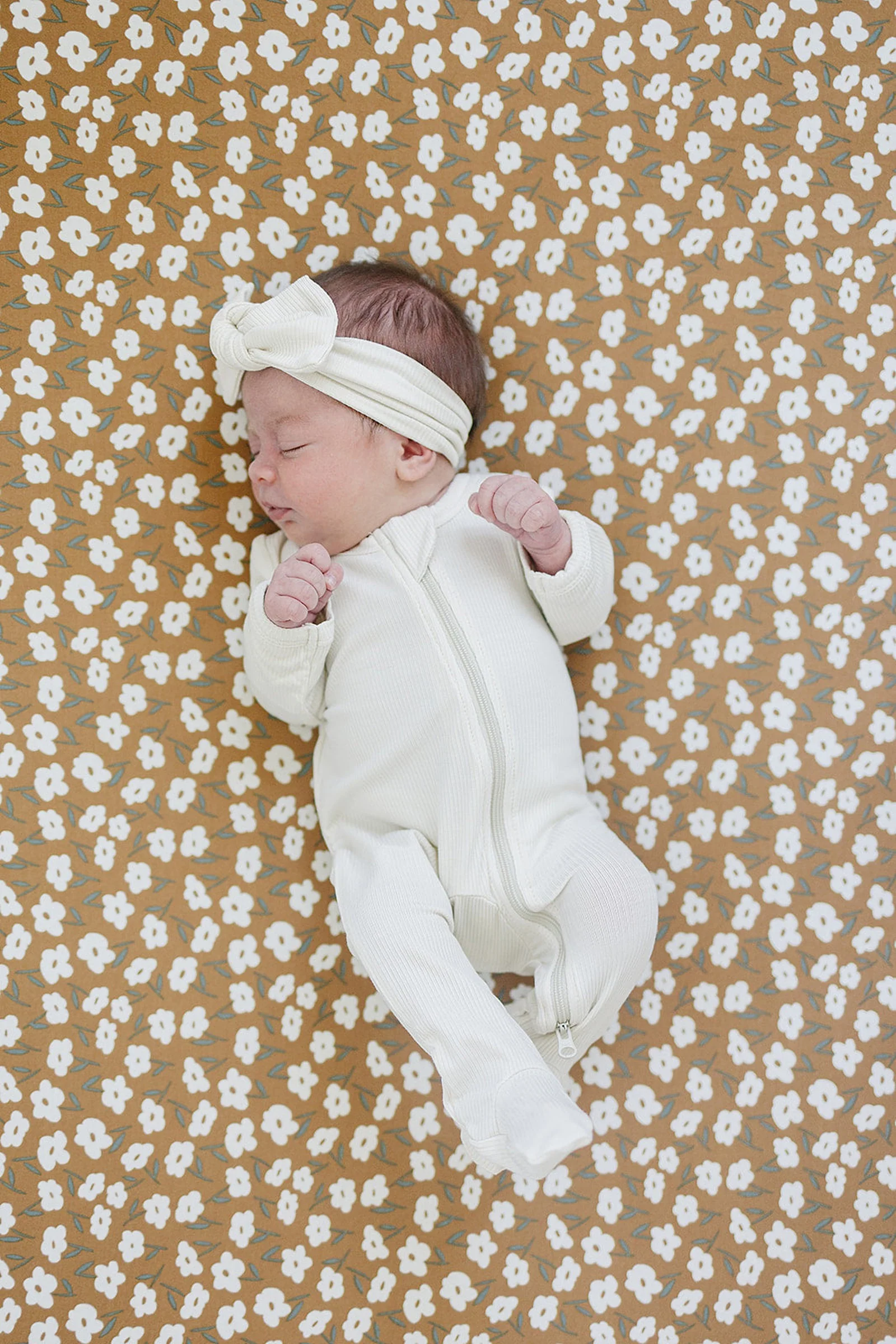 Mebie Baby Cream Ribbed Zipper Pajama, Bamboo, Preemie, Baby Essentials - Image 10