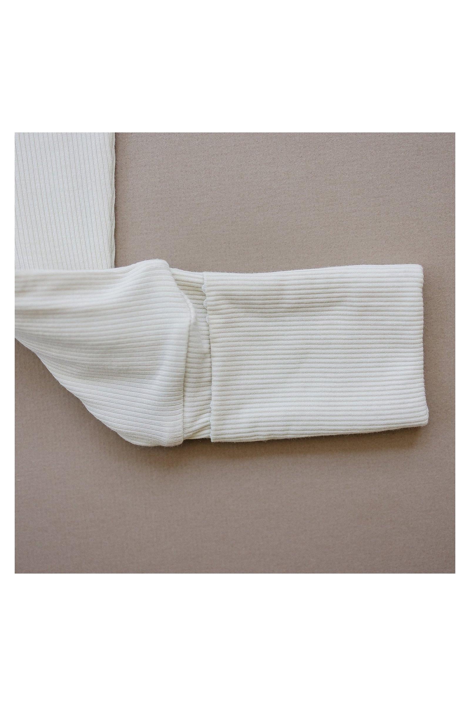 Mebie Baby Cream Ribbed Zipper Pajama, Bamboo, Preemie, Baby Essentials - Image 3