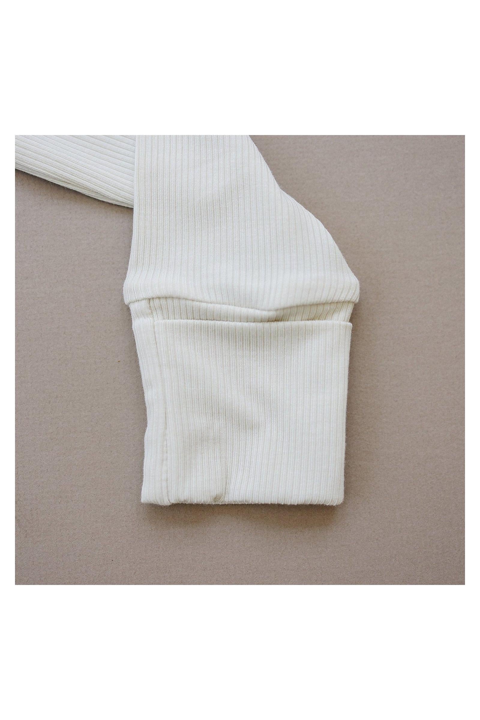 Mebie Baby Cream Ribbed Zipper Pajama, Bamboo, Preemie, Baby Essentials - Image 4