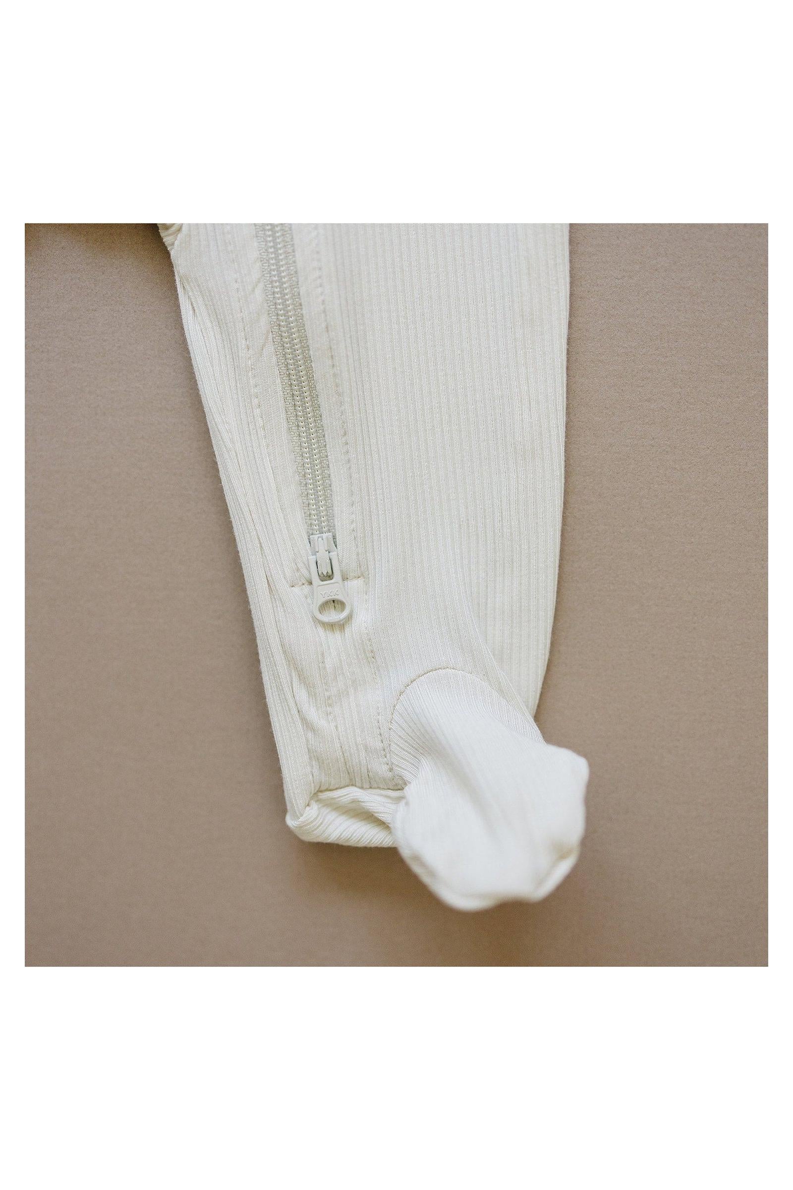 Mebie Baby Cream Ribbed Zipper Pajama, Bamboo, Preemie, Baby Essentials - Image 5