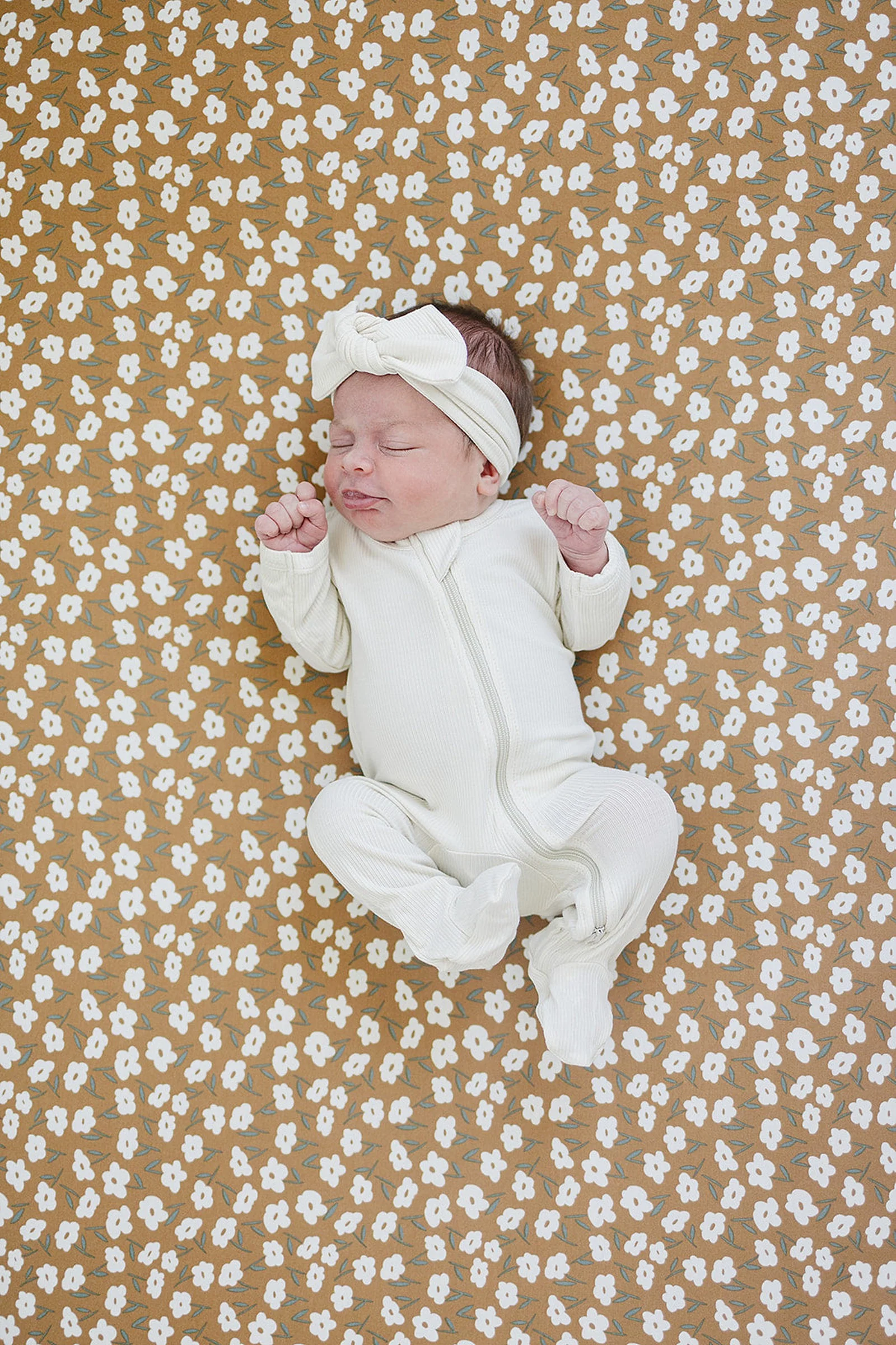 Mebie Baby Cream Ribbed Zipper Pajama, Bamboo, Preemie, Baby Essentials - Image 9