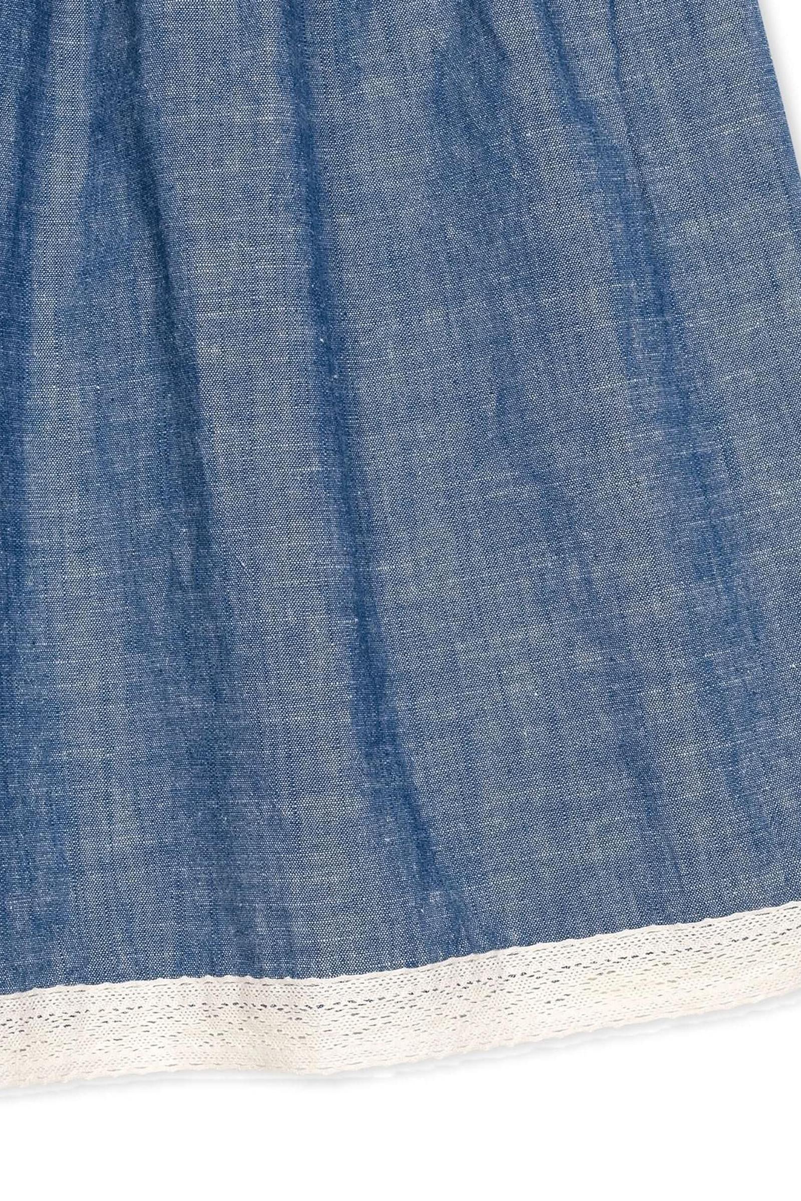 Hope & Henry Crochet Trim Organic Cotton Dress for Girls, Chambray, Toddler & Kids - Image 8