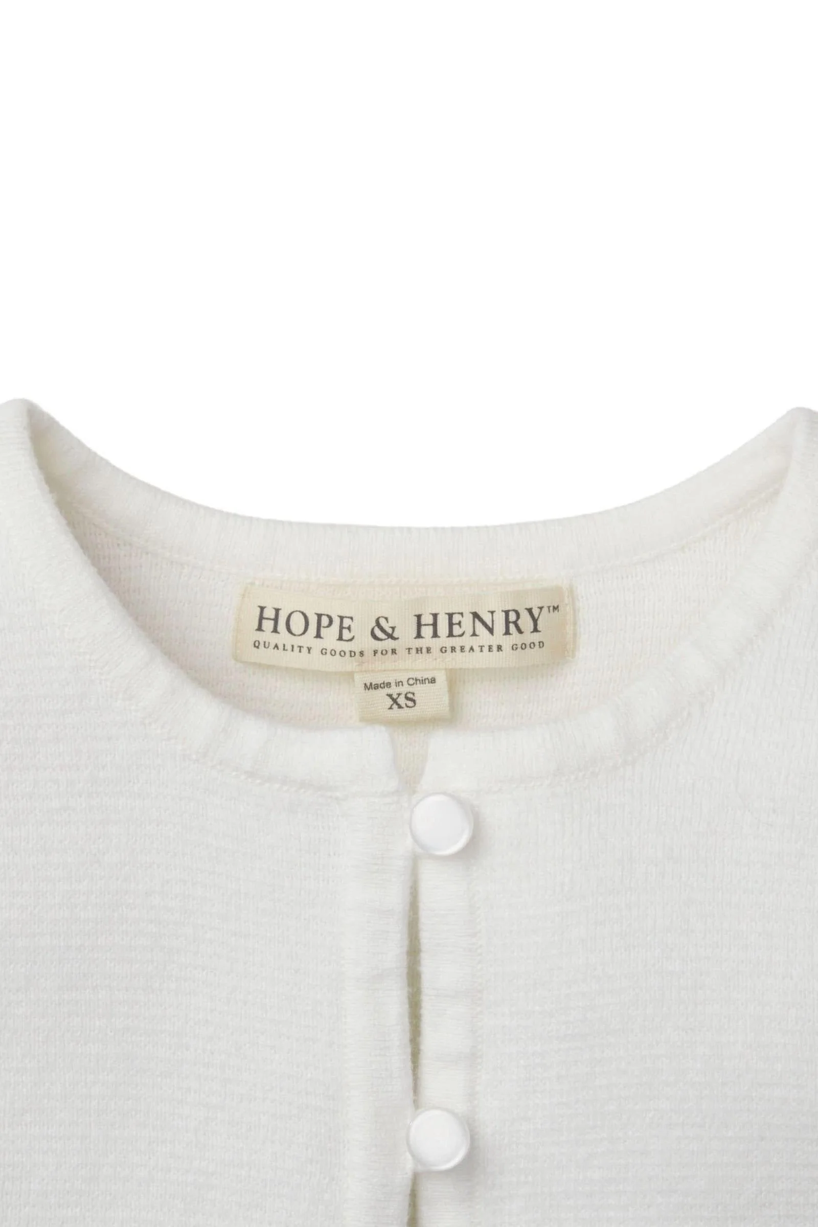 Hope & Henry  Organic Cotton Cropped Curved Hem Cardigan for Baby Girls, White - Image 4