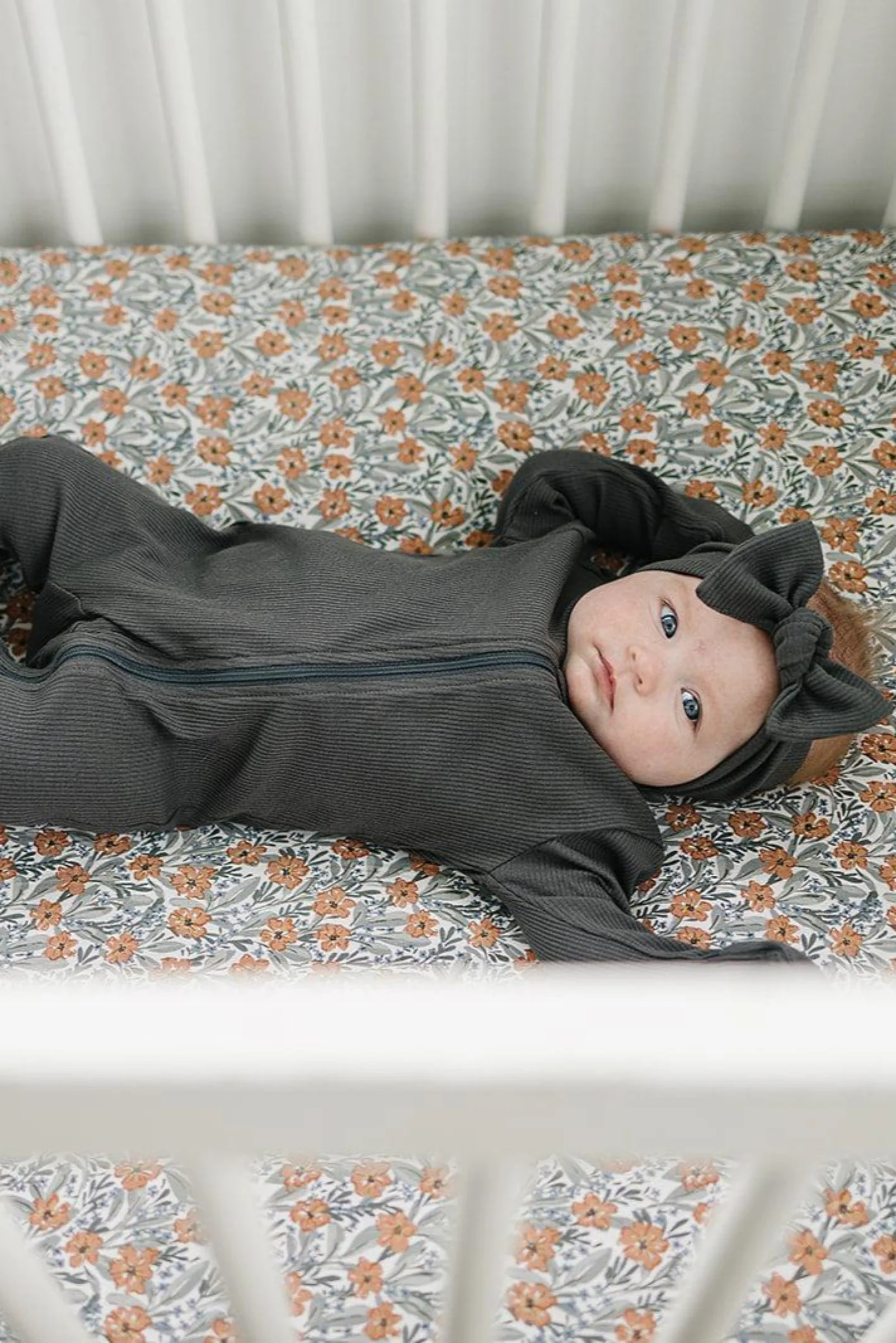 Mebie Baby Dainty Meadow Stretch Crib Sheet, Bamboo, Baby Essentials - Image 3