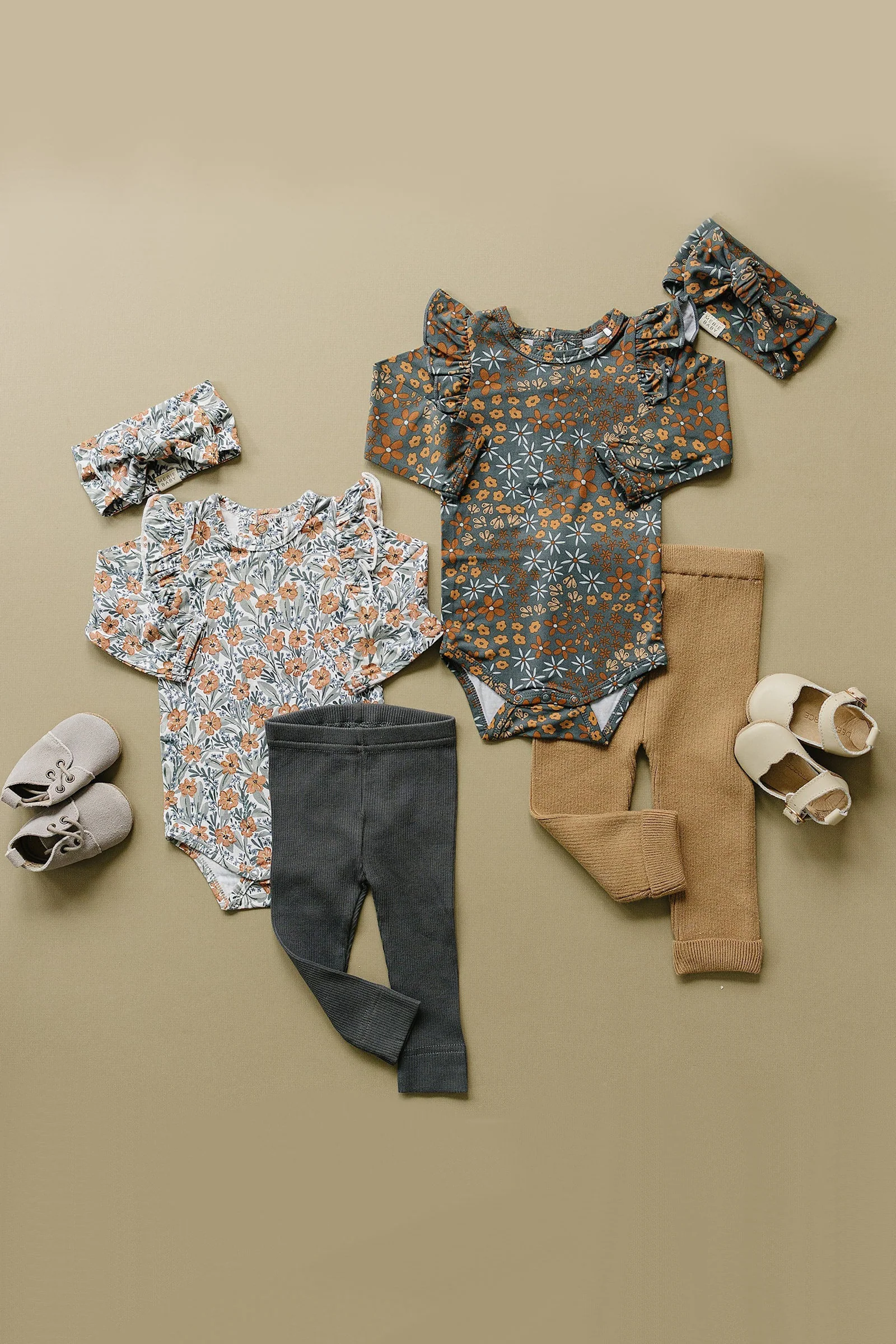 Mebie Baby Dainty Meadow Ruffle Sleeve Bodysuit, Bamboo, Baby Essentials - Image 3