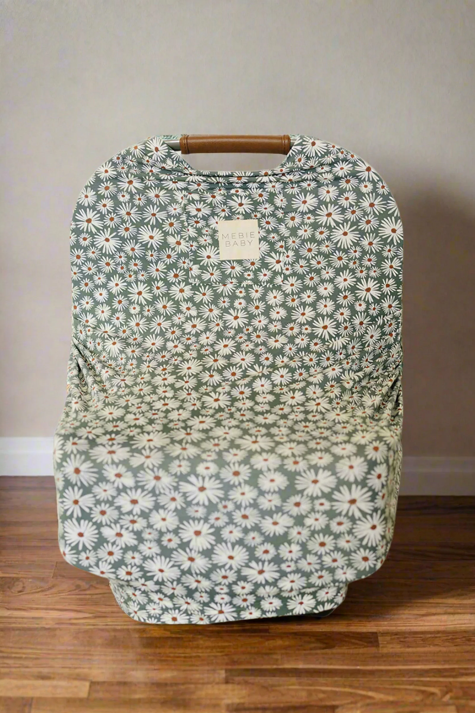 Mebie Baby Dark Green Daisy Multi-Use, Bamboo, Car Seat & Nursing Cover, Baby - Image 2
