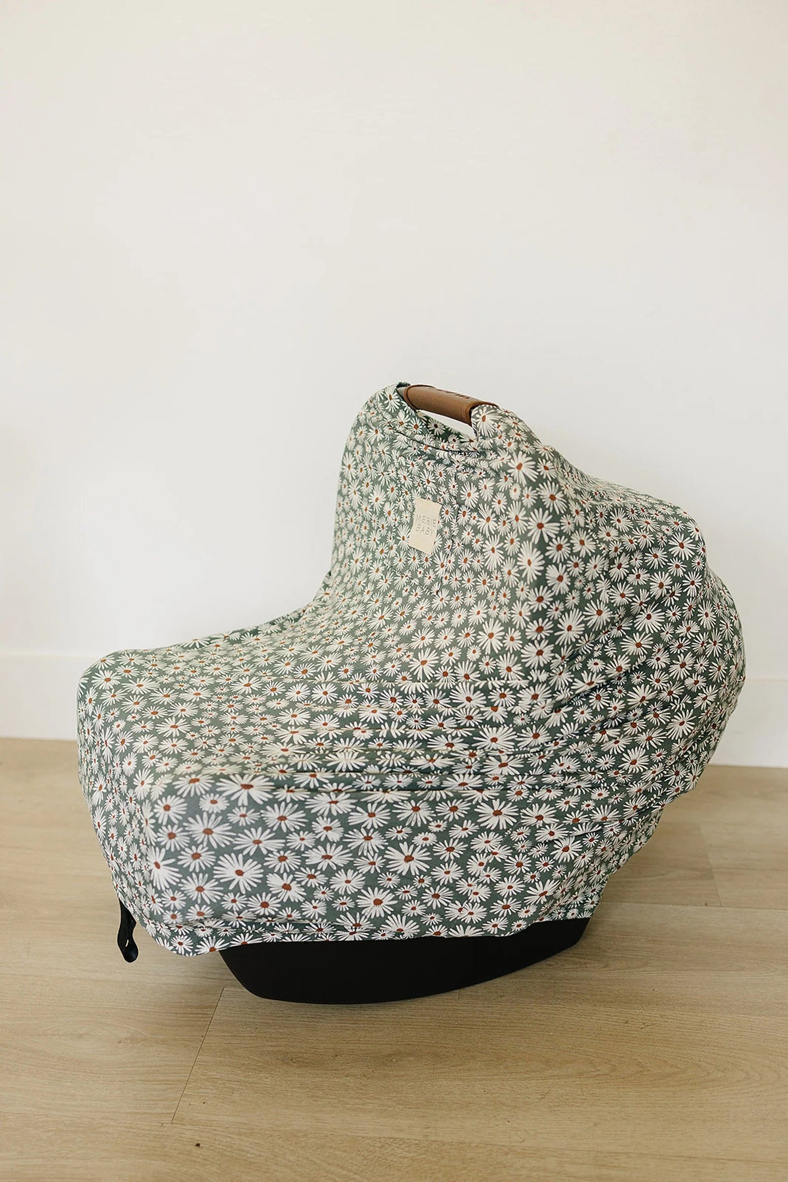Mebie Baby Dark Green Daisy Multi-Use, Bamboo, Car Seat & Nursing Cover, Baby - Image 7
