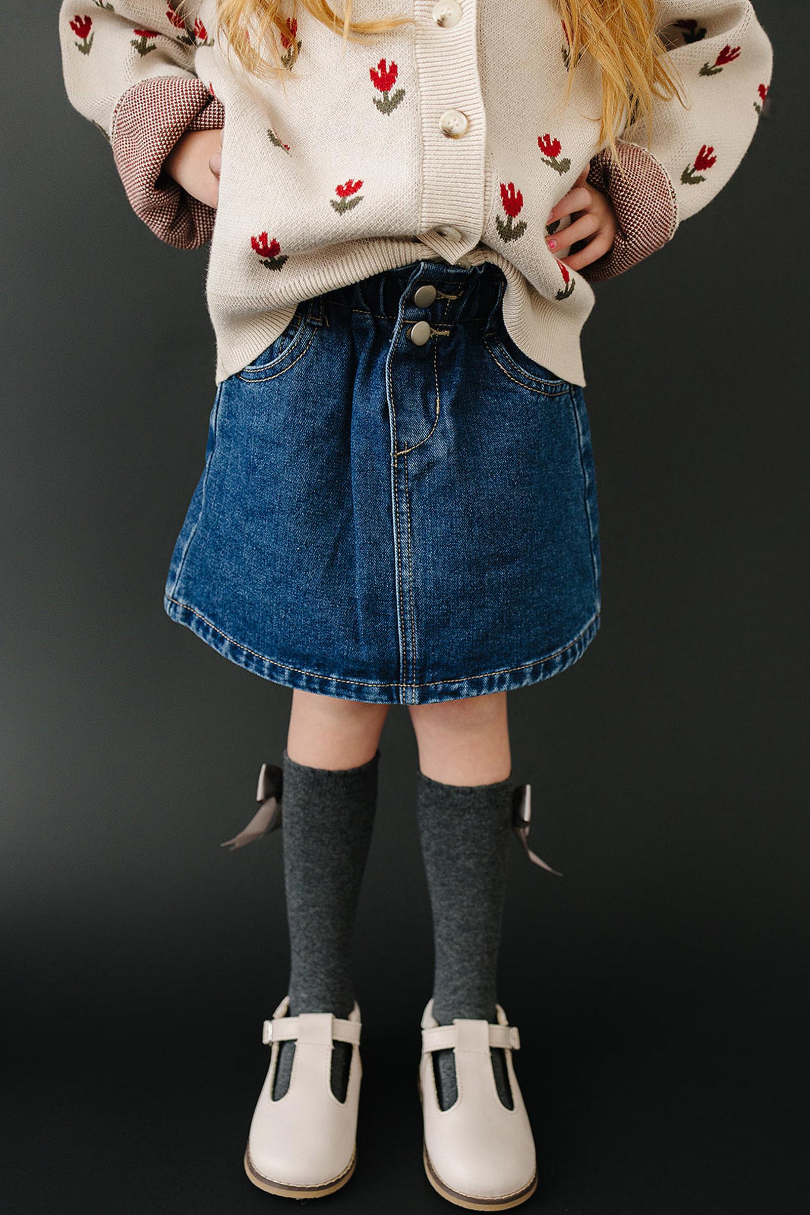Mebie Baby Dark Wash Denim Skirt, 100% Cotton, Baby, Toddler & Kids - Image 4