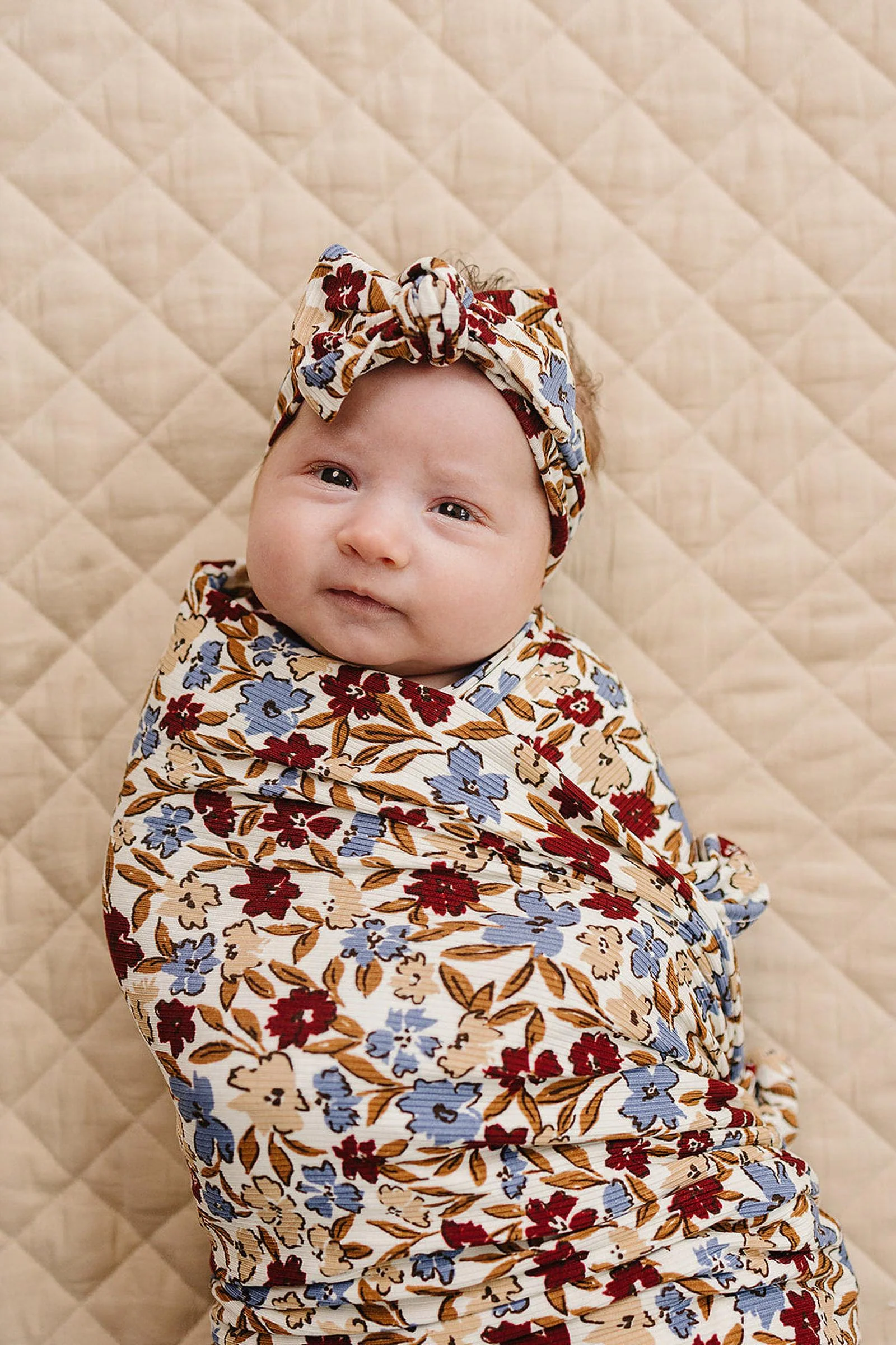 Mebie Baby Desert Floral Ribbed Bamboo Head Wrap for Baby Girls - Image 3