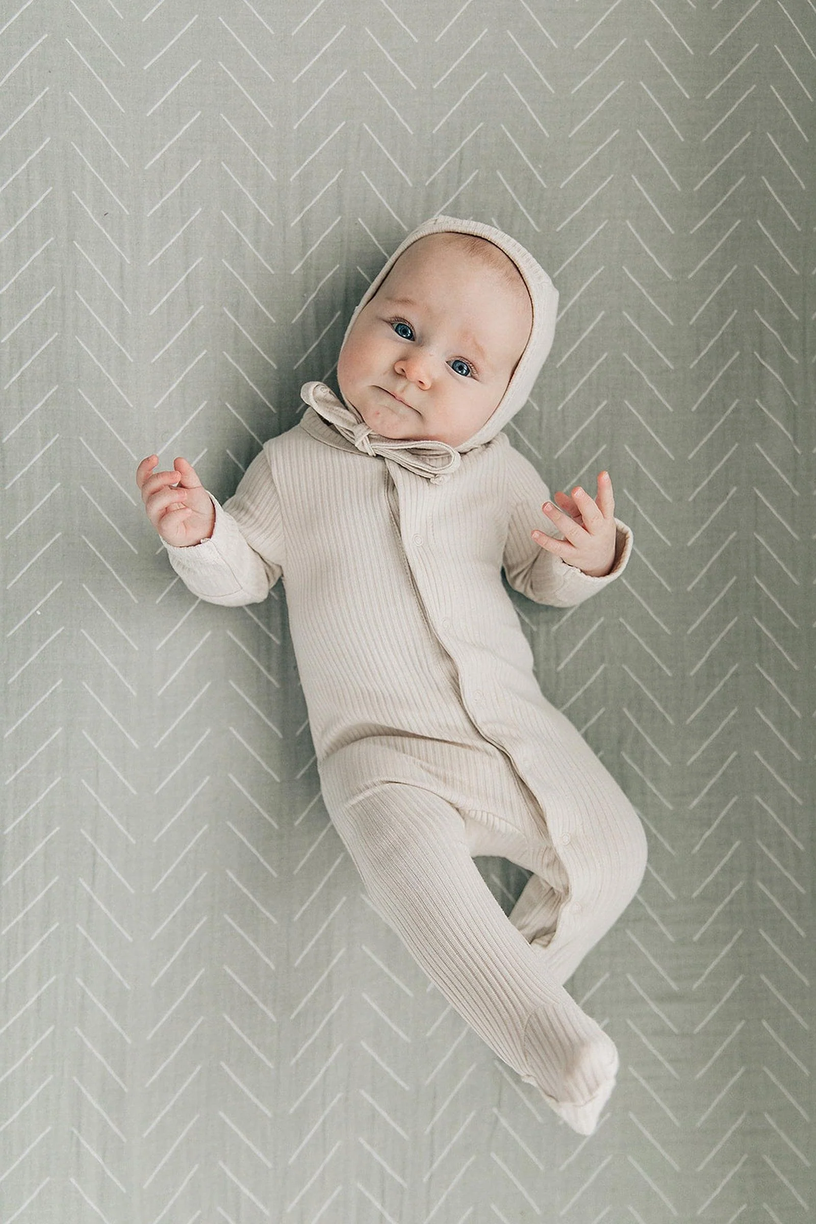 Mebie Baby Desert Sage Muslin Crib Sheet, 100% Cotton, Baby Essentials - Image 5