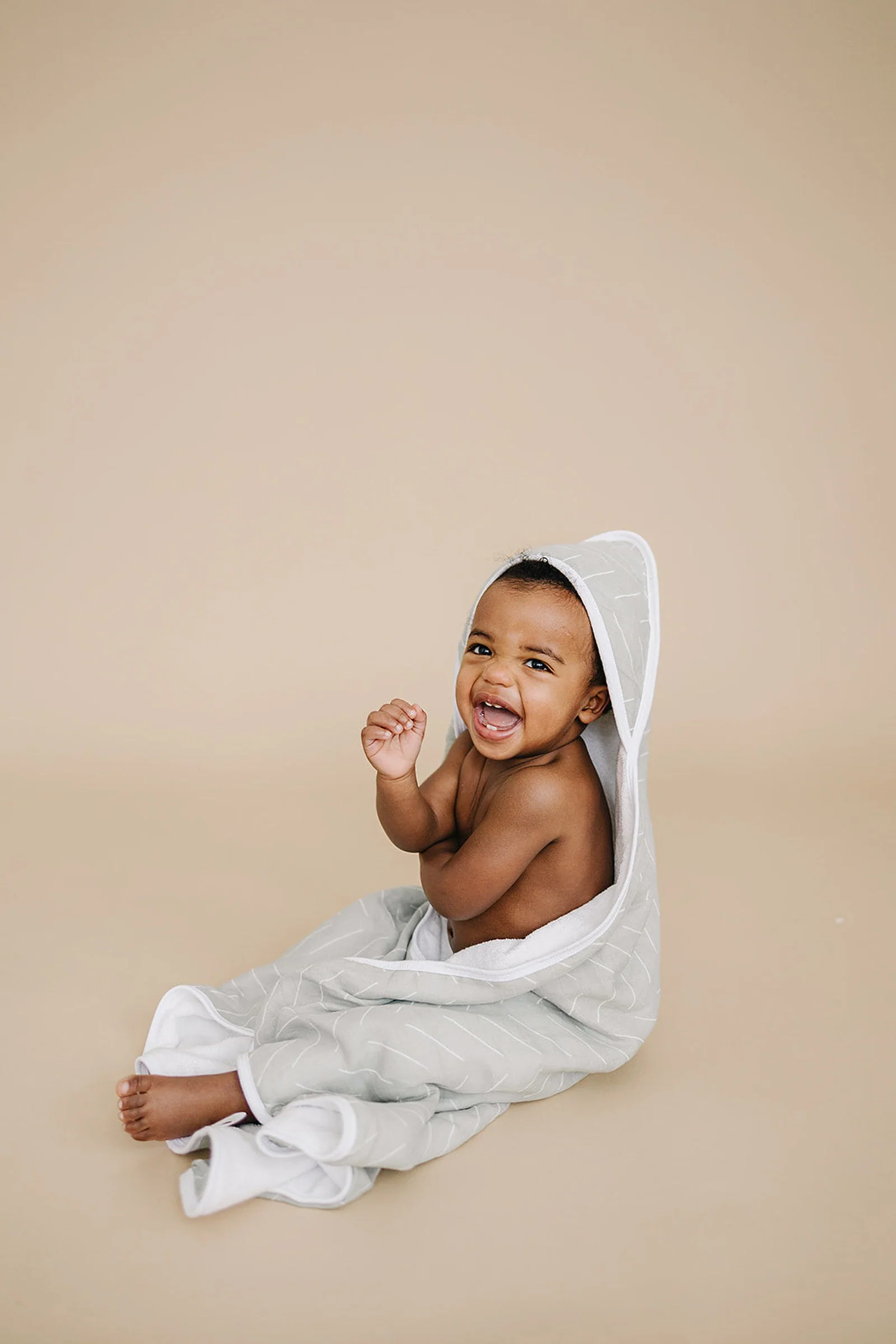 Mebie Baby Desert Sage Muslin Hooded Towel, 100% Cotton, Baby Essentials - Image 6
