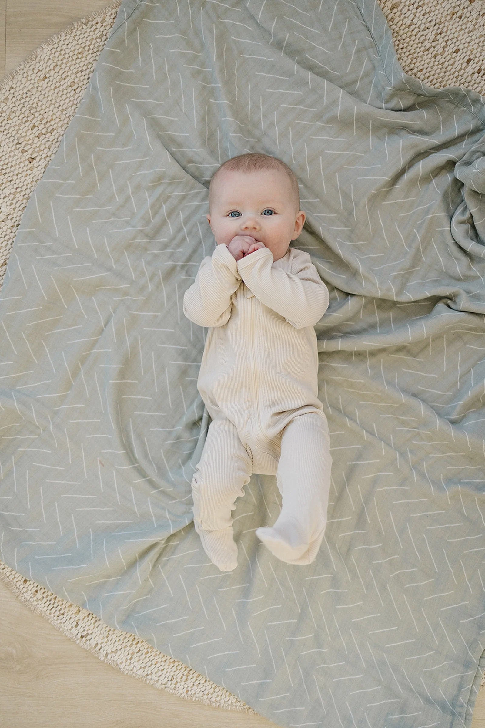 Mebie Baby Desert Sage Muslin Crib Quilt, 100% Cotton, Baby Essentials - Image 4