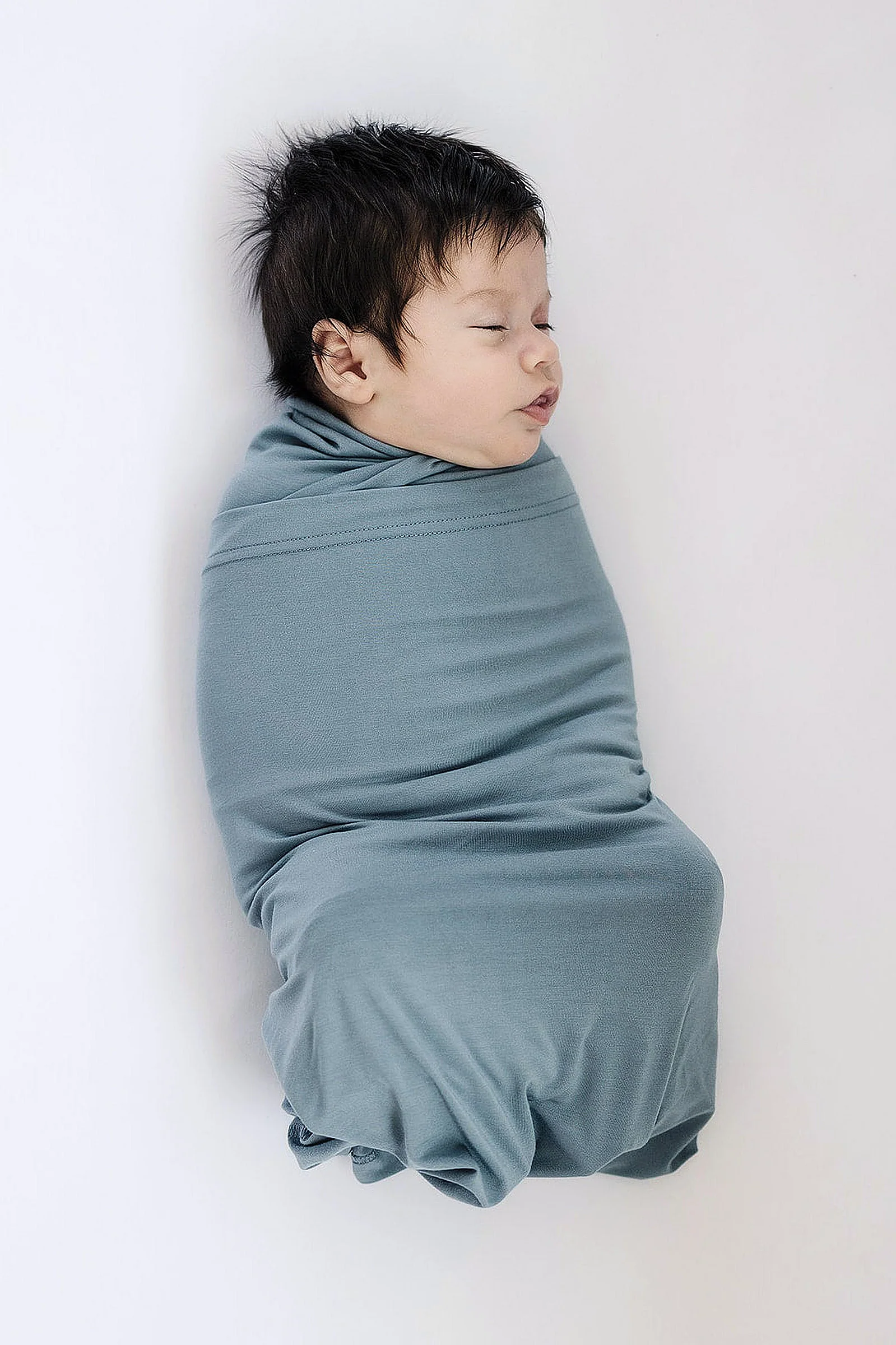 Mebie Baby Dusty Blue Stretch Swaddle Blanket, Bamboo, Baby Essentials