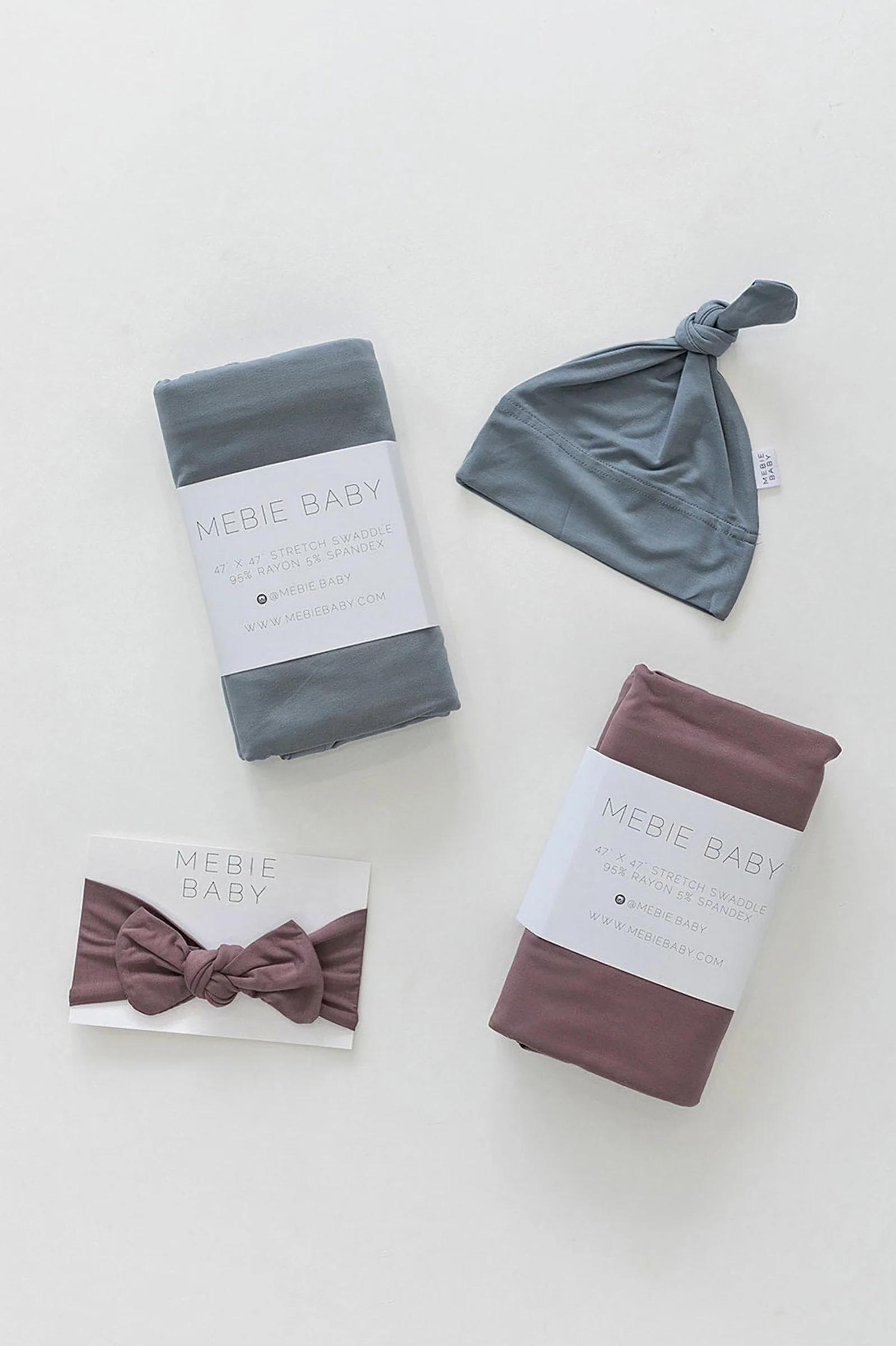 Mebie Baby Dusty Blue Stretch Swaddle Blanket, Bamboo, Baby Essentials - Image 6