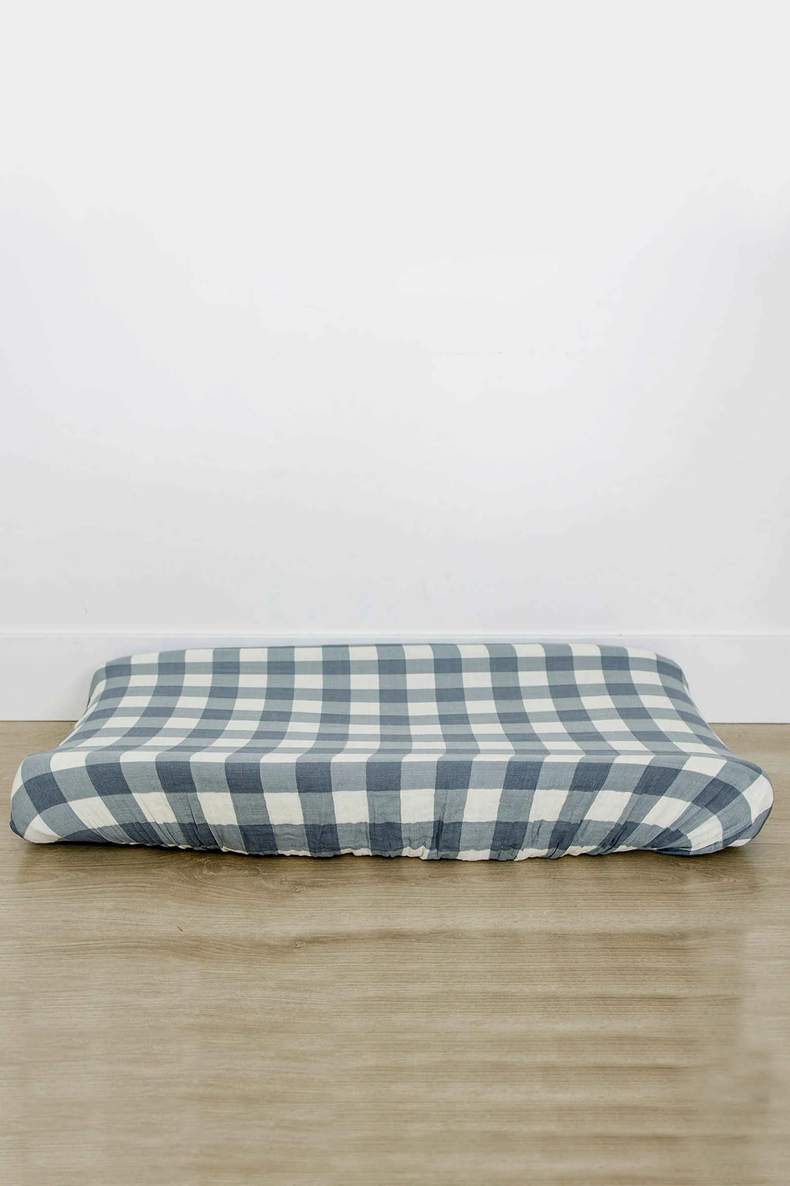 Mebie Baby Dusty Blue Gingham Muslin Changing Pad Cover, 100% Cotton, Gender Neutral, Baby