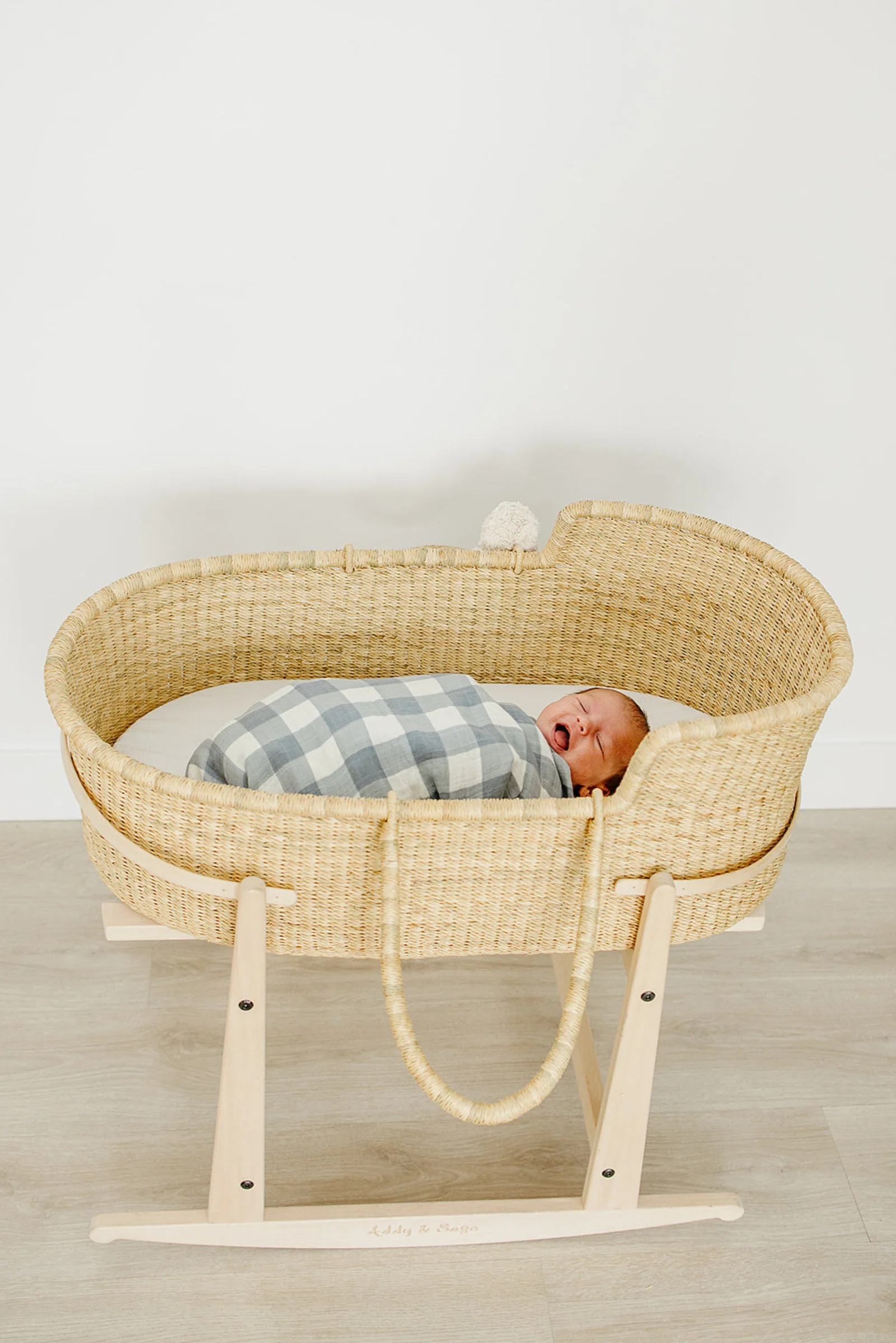 Mebie Baby Dusty Blue Gingham Muslin Swaddle Blanket, 100% Cotton, Baby Essentials - Image 3