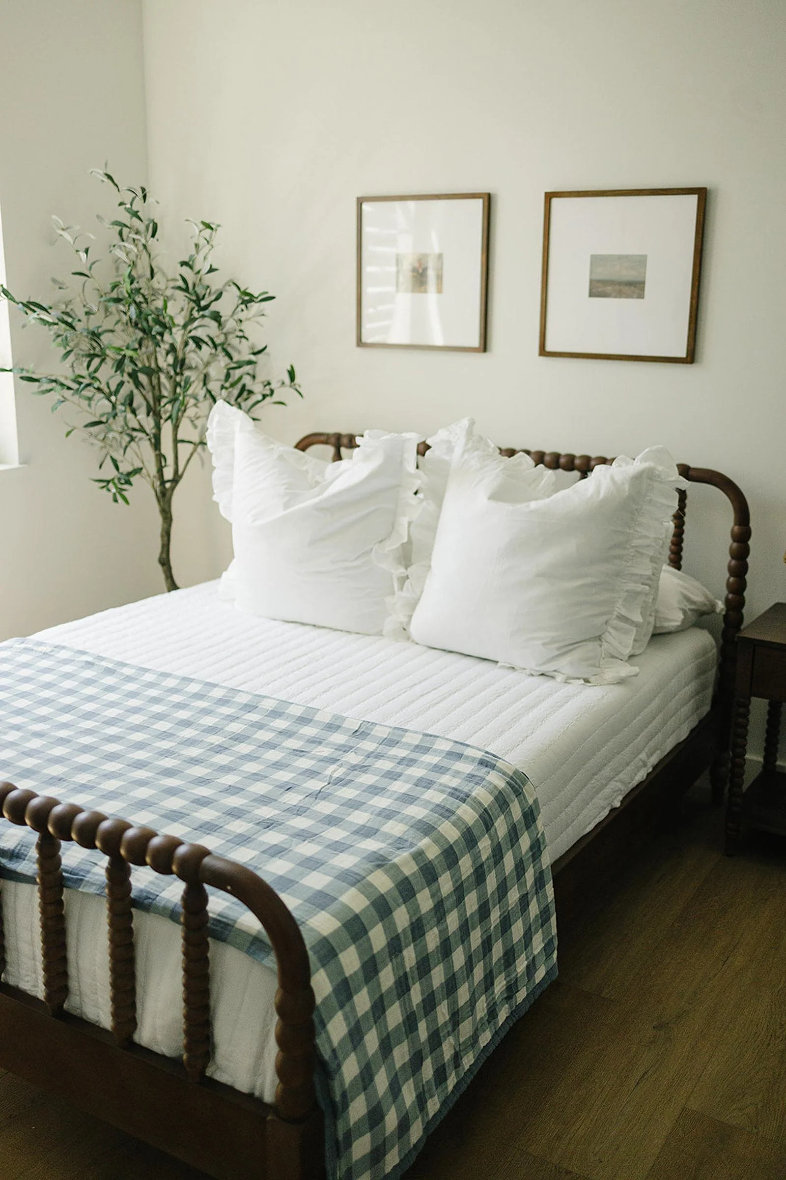 Mebie Baby Dusty Blue Gingham Twin Muslin Quilt, 100% Cotton, Stylish, Gender Neutral, Baby
