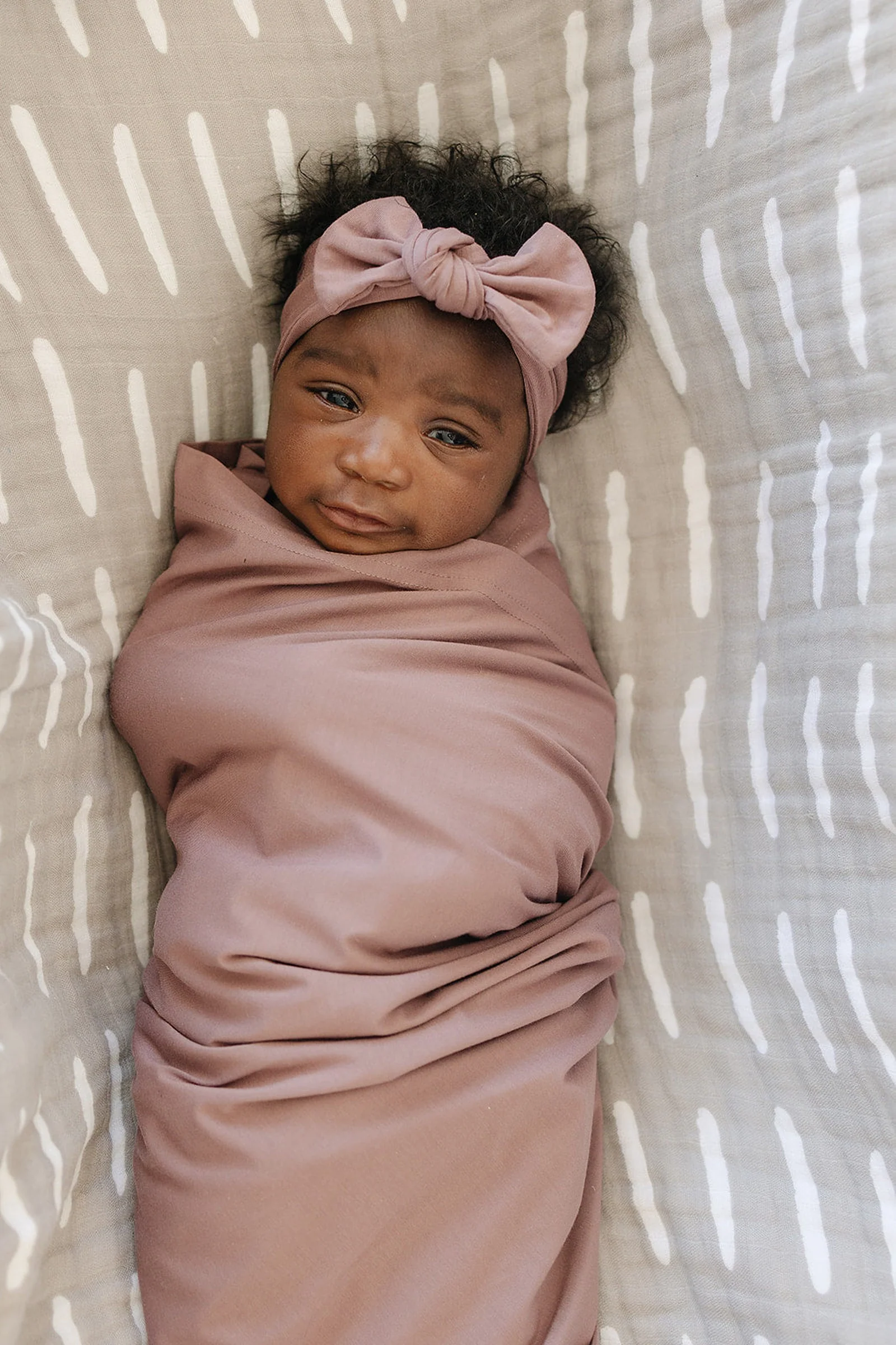 Mebie Baby Baby Girl Dusty Rose Head Wrap, Bamboo, Baby - Image 4