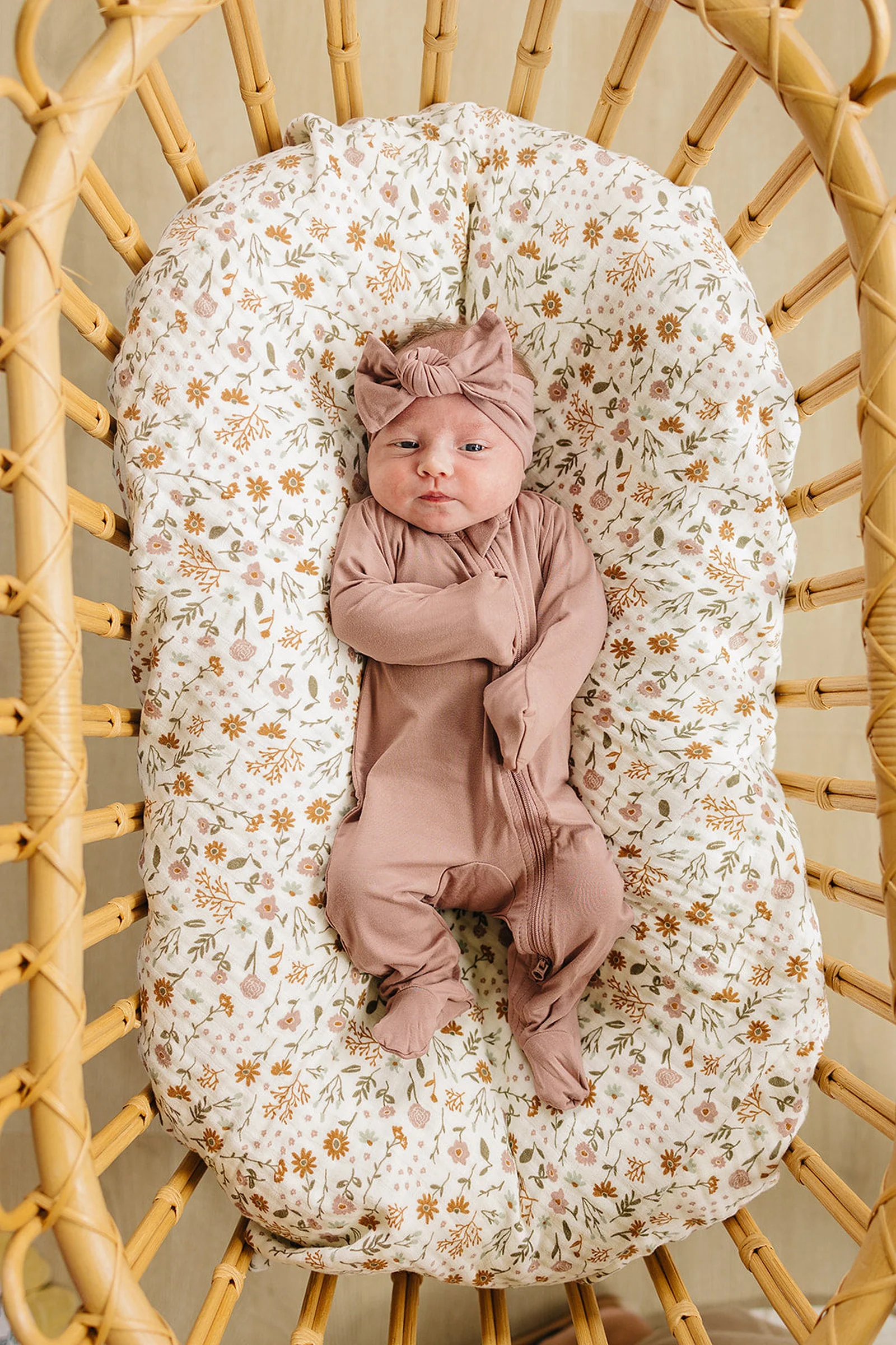 Mebie Baby Baby Girl Dusty Rose Head Wrap, Bamboo, Baby - Image 7