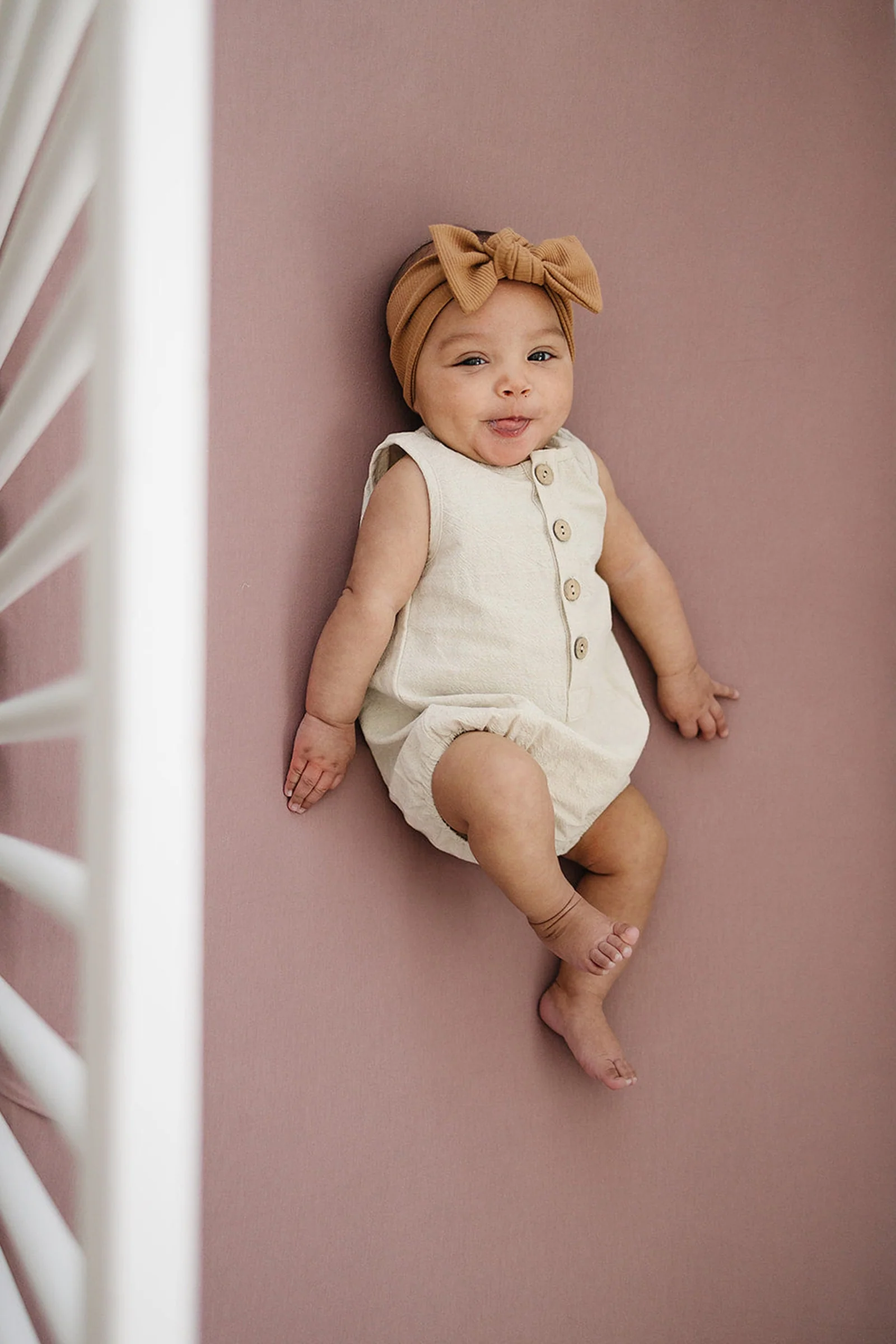 Mebie Baby Dusty Rose Stretch Crib Sheet, Bamboo, Baby Essentials - Image 3