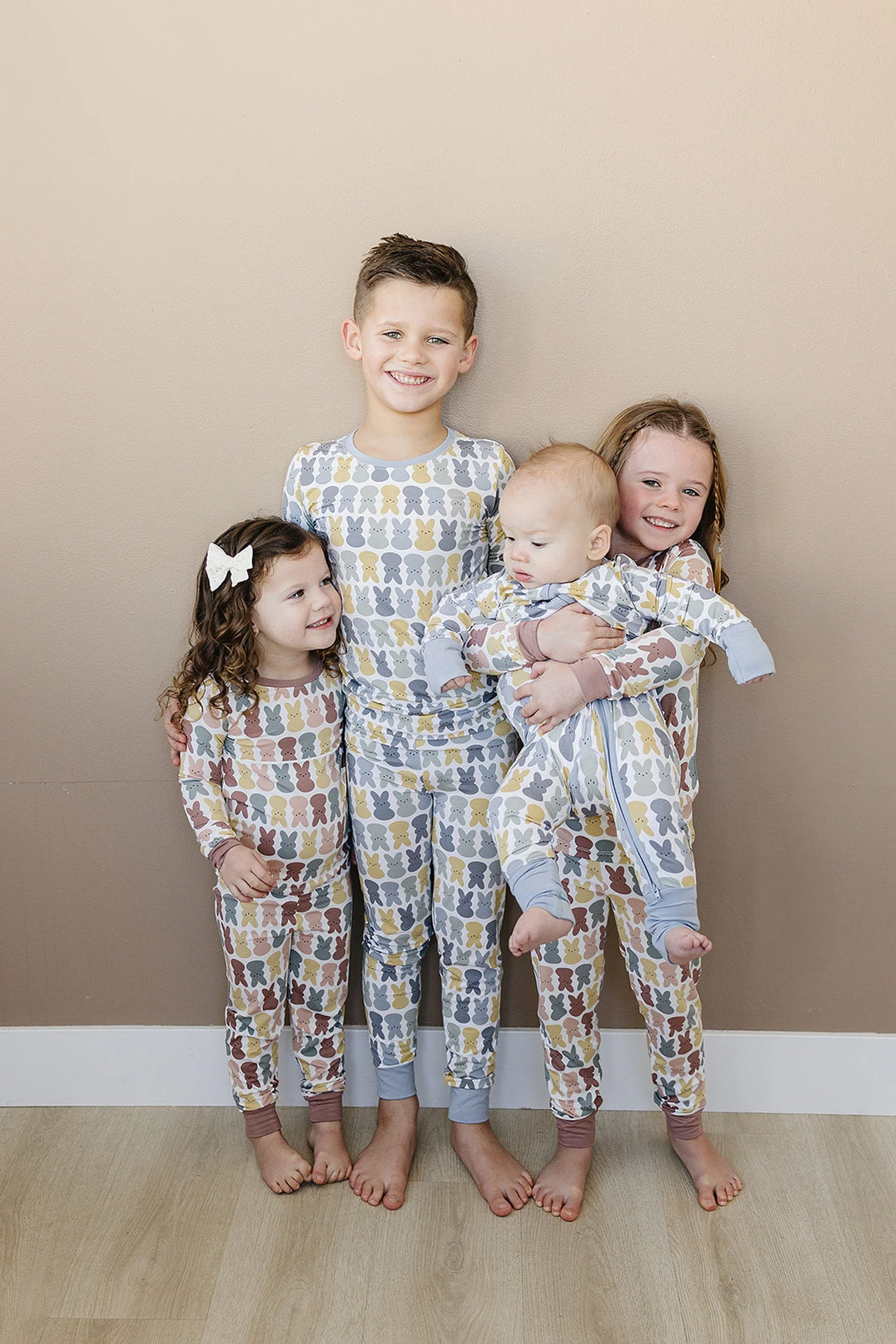Mebie Baby Girl Dusty Rose Bunny Cozy Pajama Set, Bamboo - Image 4