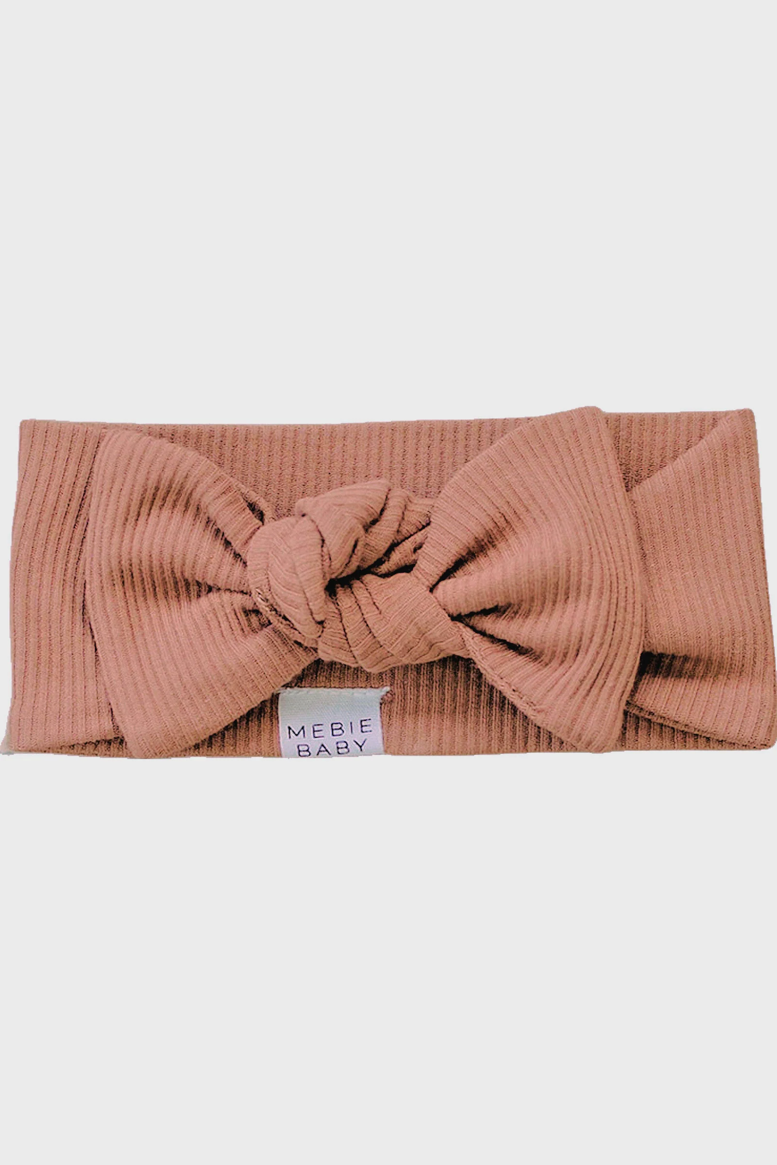 Mebie Baby Dusty Rose Ribbed Head Wrap, Organic Cotton, Gender Neutral, Baby - Image 2