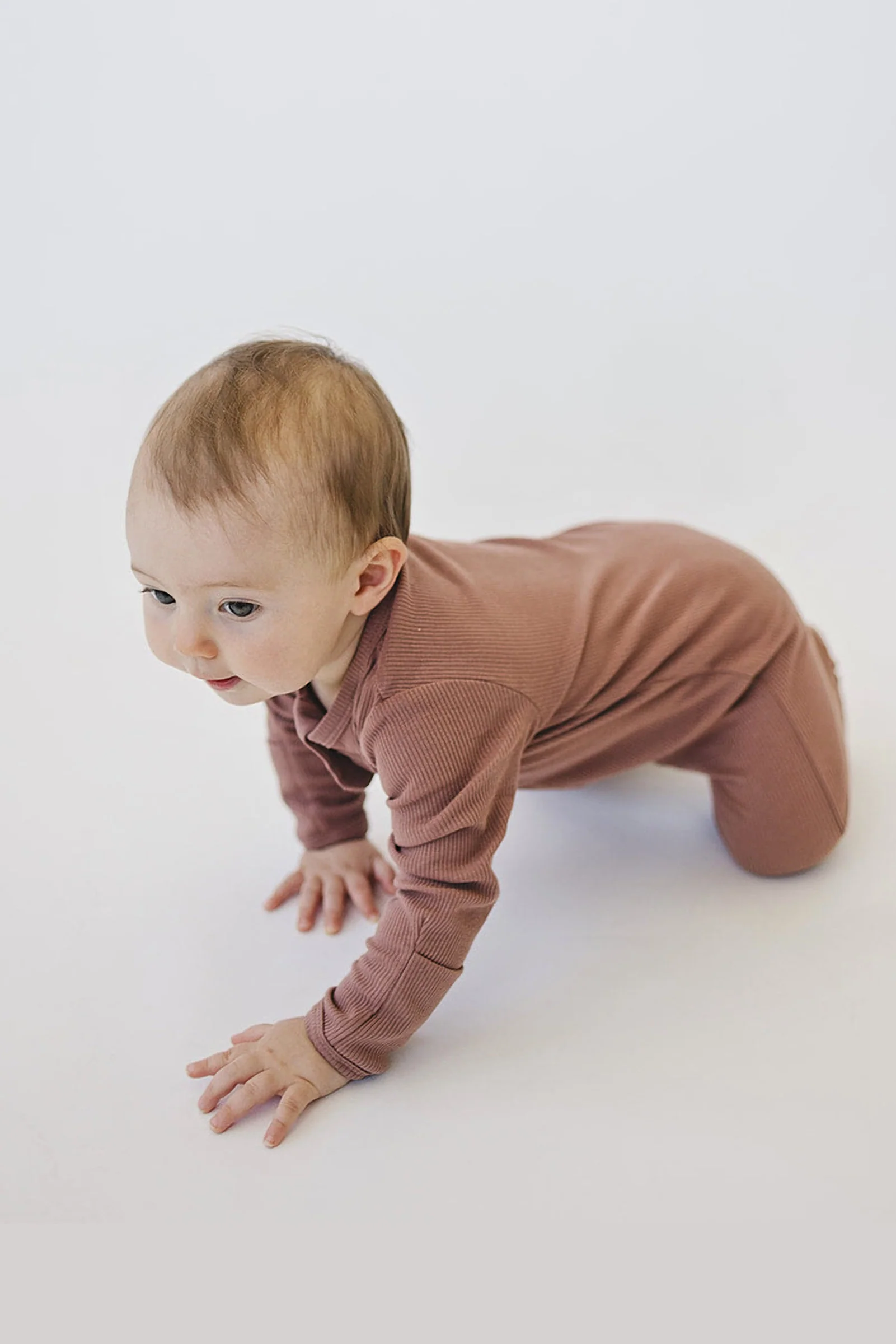 Mebie Baby Dusty Rose Ribbed Zipper Footed Pajama, Baby Essentials, Organic Cotton - Image 5