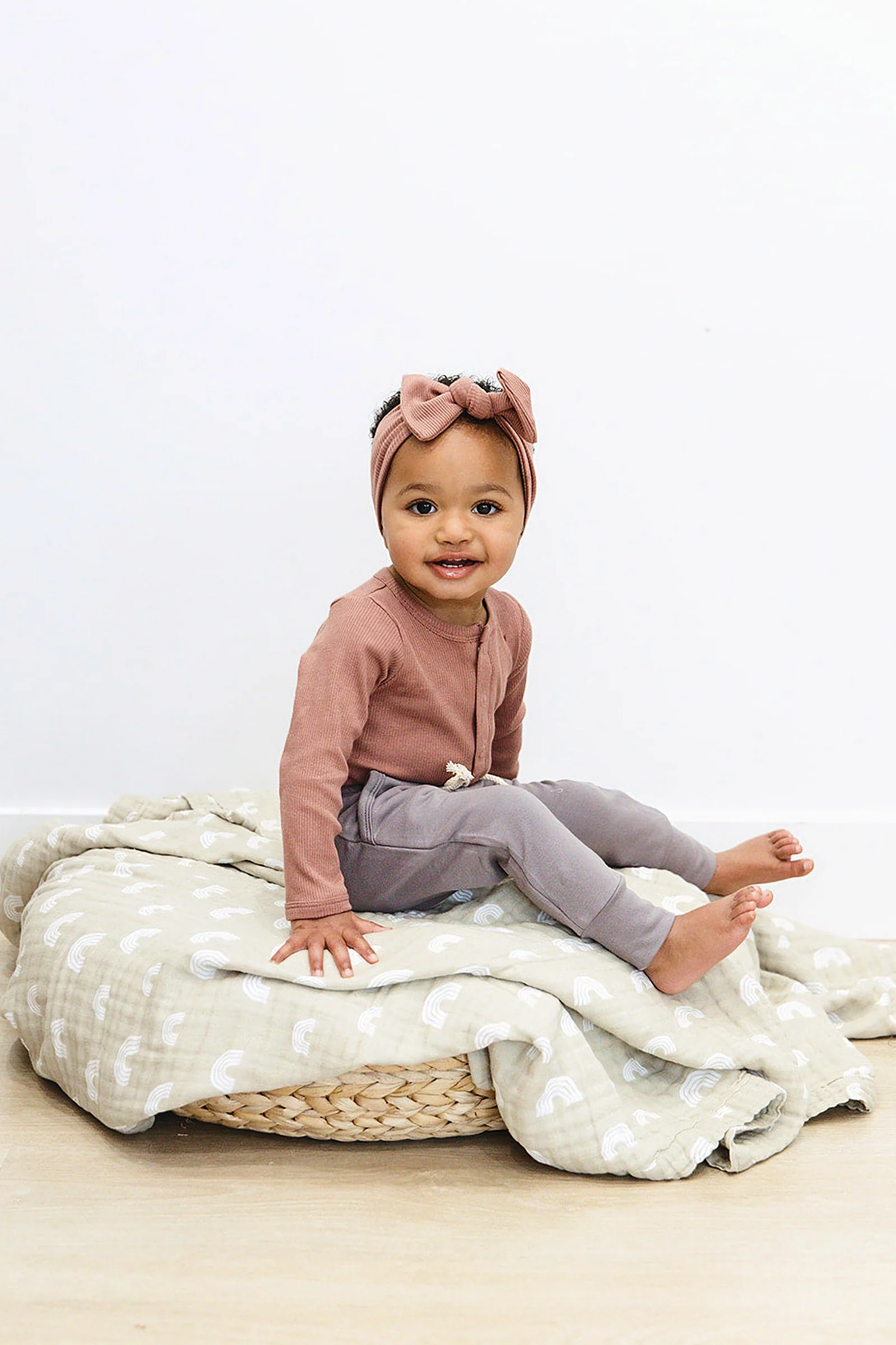 Mebie Baby Dusty Rose Snap Long Sleeve Ribbed Bodysuit, Baby Essentials, Organic Cotton - Image 3