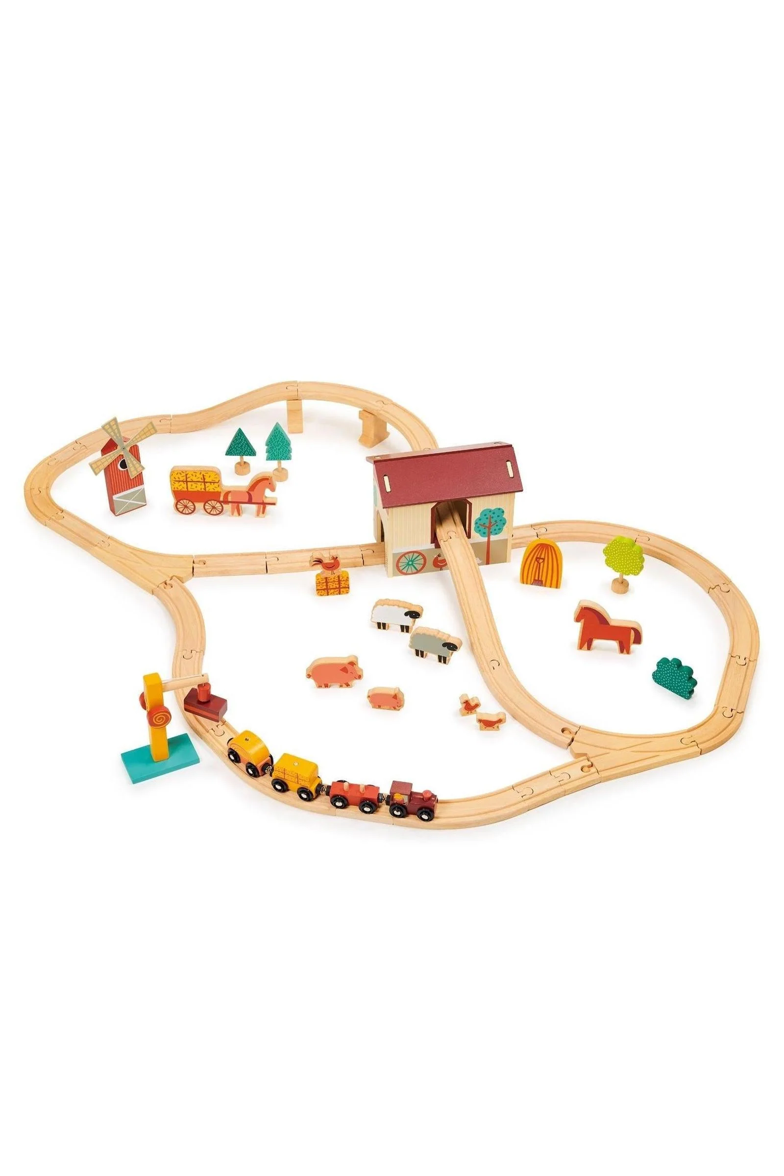 Mentari Wooden Toys, Farmyard Train Set