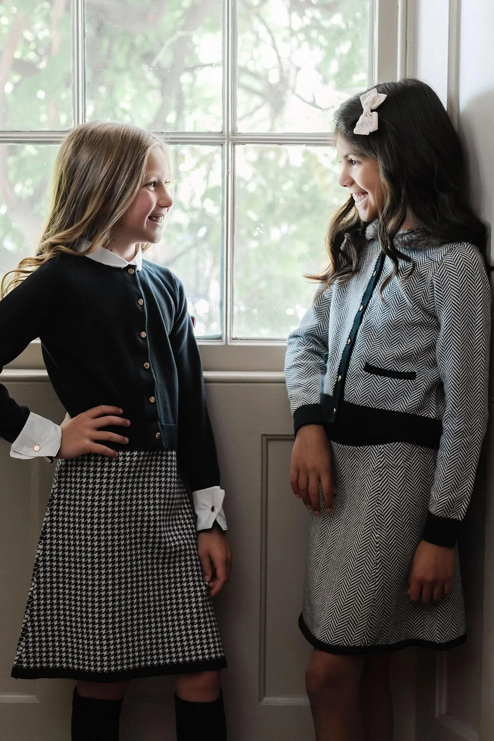 Hope & Henry Faux Fur Cardigan and Skirt Organic Cotton Sweater Set for Girls, Charcoal, Toddler & Kids - Image 4