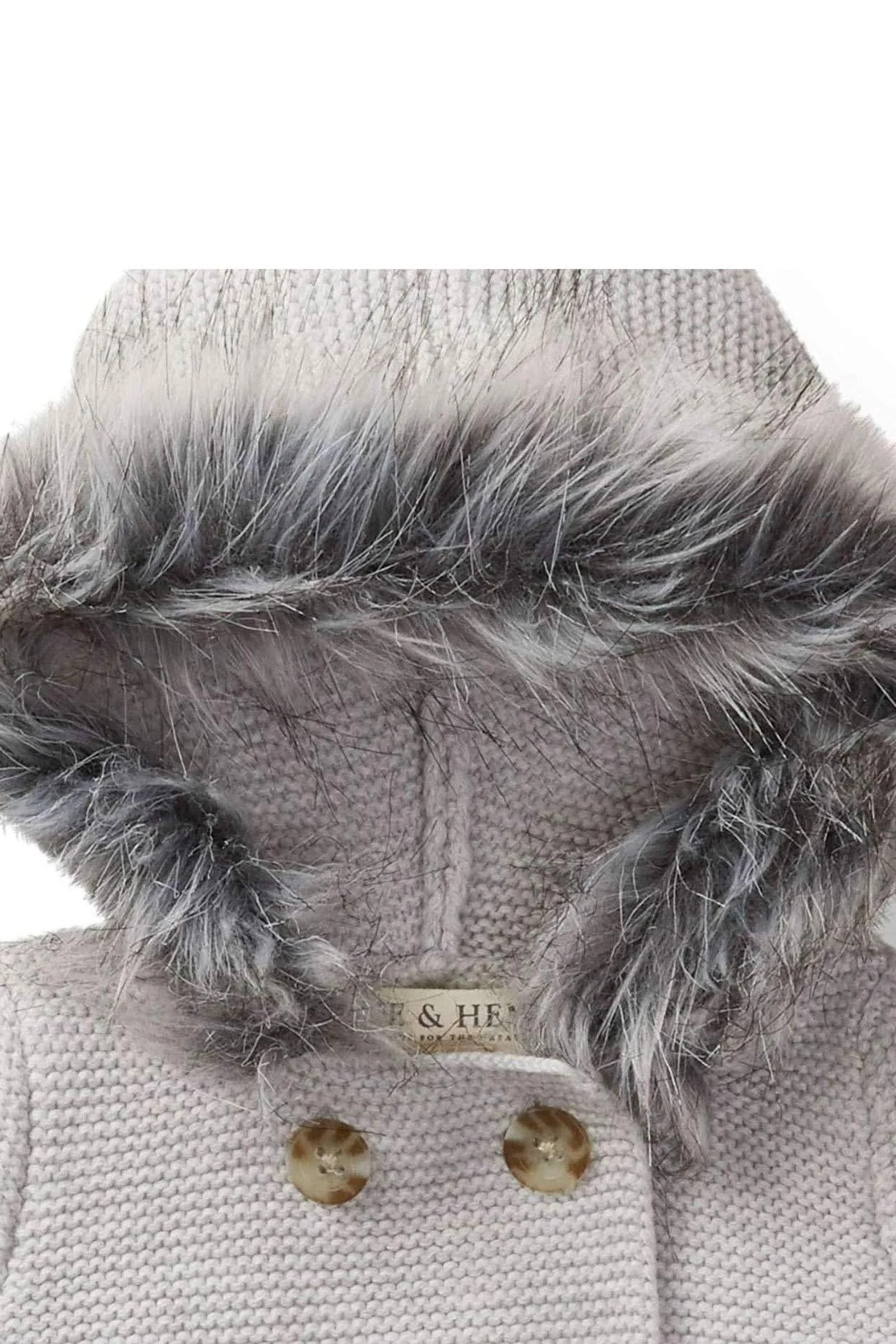Hope & Henry Organic Cotton Faux Fur Hooded Sweater & Pants Set for Babies, Light Gray - Image 3
