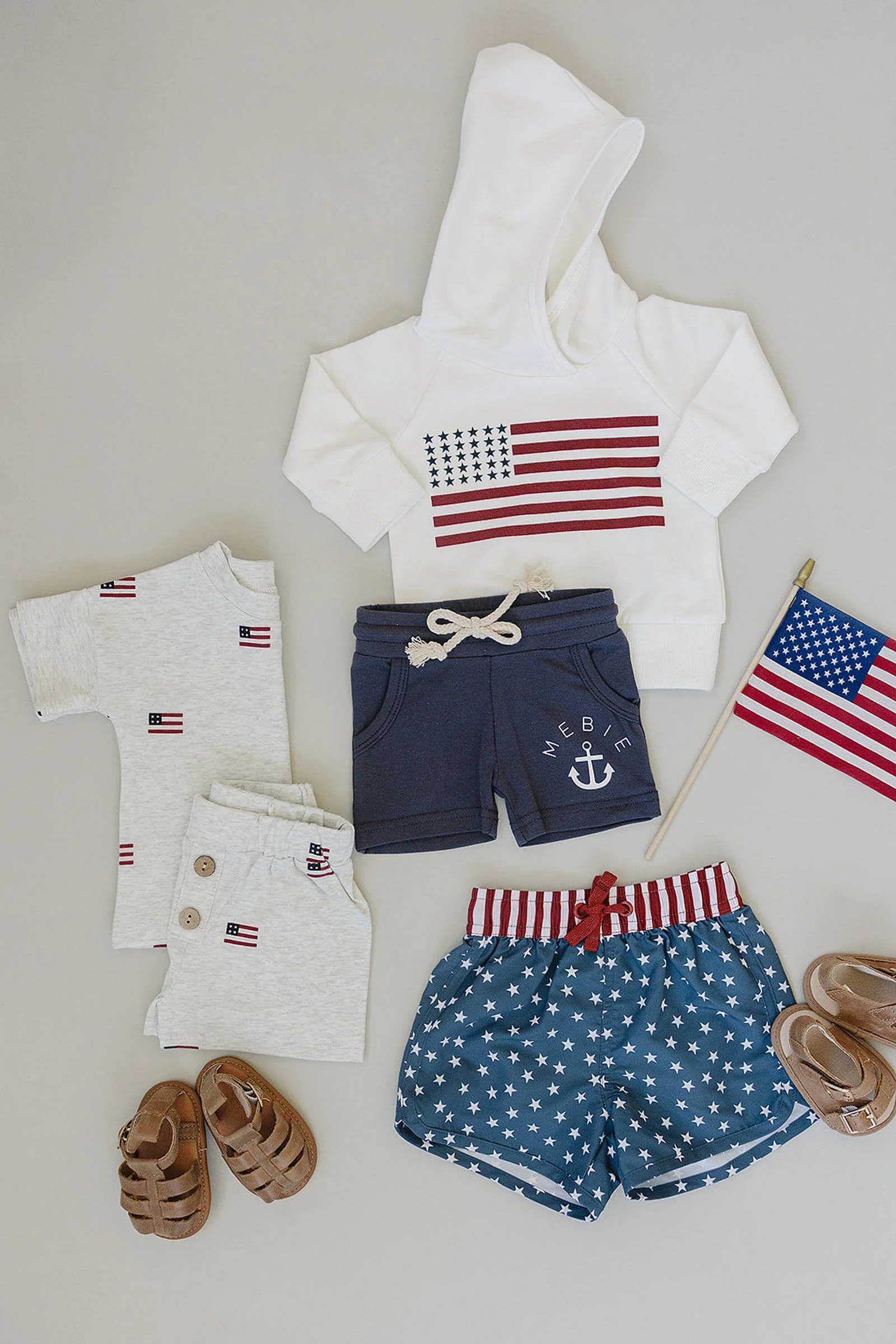 Mebie Baby Flag Hooded Sweatshirt, Patriotic, Cotton, Gender Neutral, Baby, Toddler & Kids - Image 5