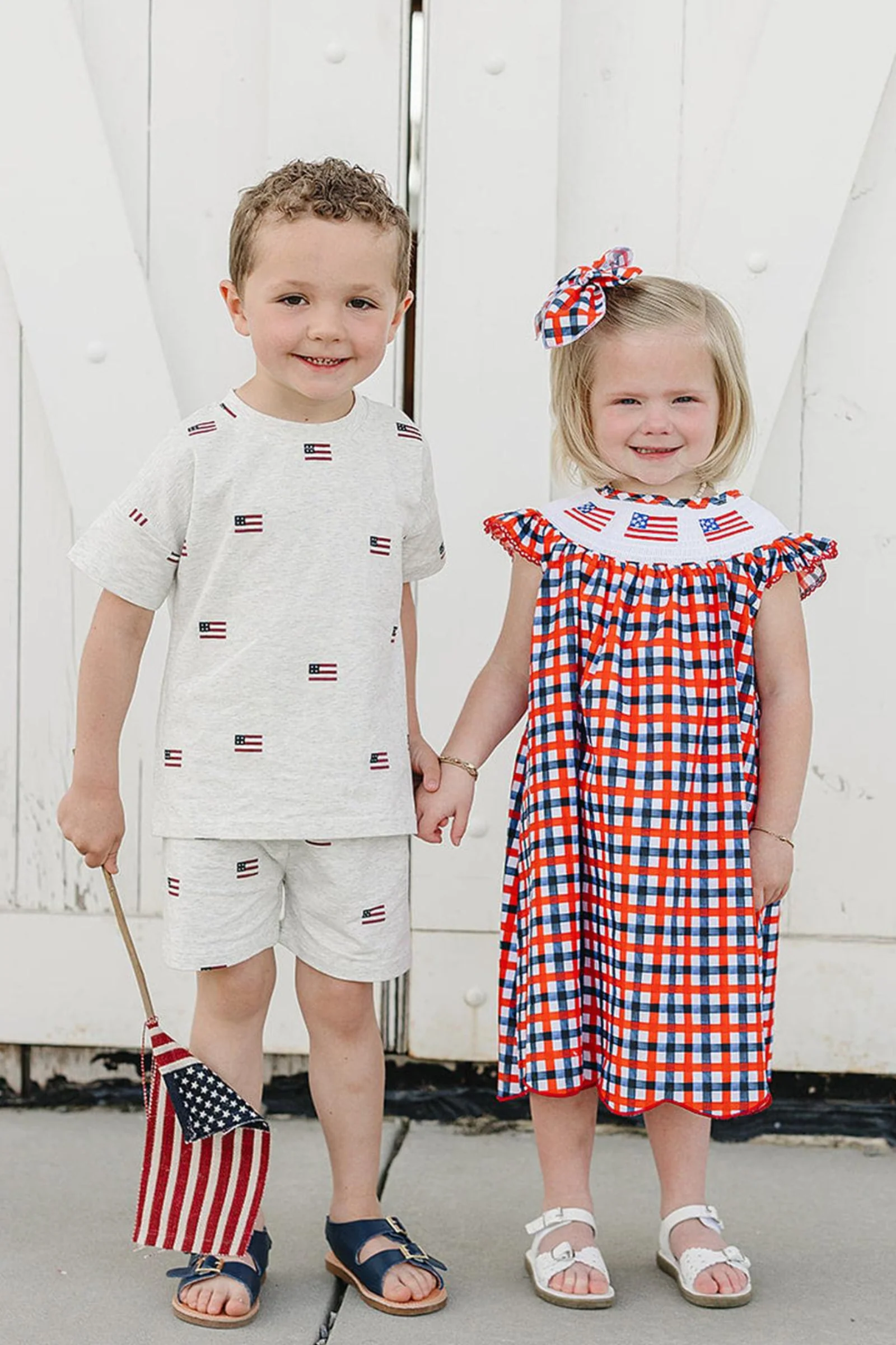 Smocked Plaid Cotton Flag Dress, Baby - Kids - Image 3