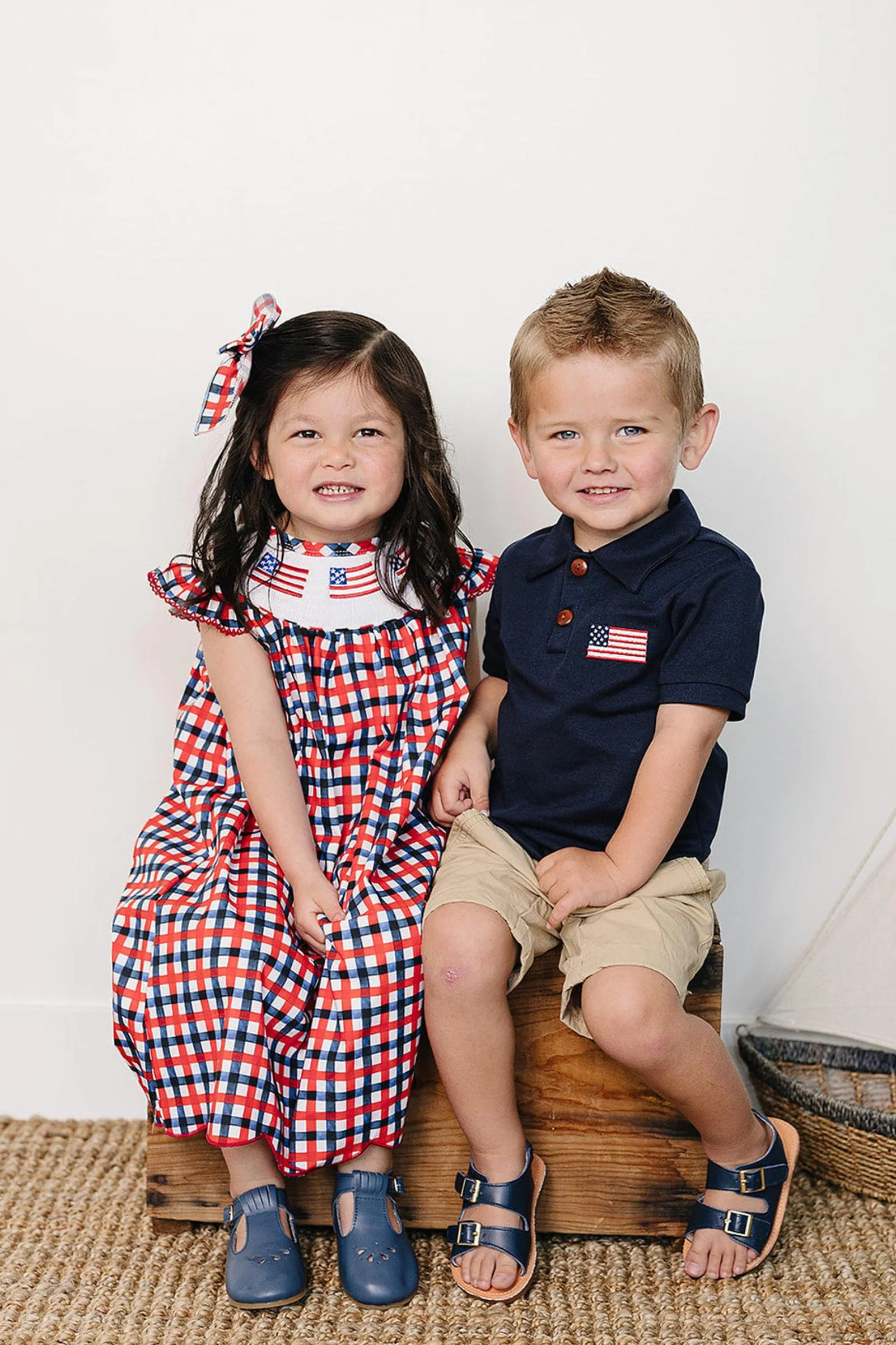 Smocked Plaid Cotton Flag Dress, Baby - Kids - Image 5